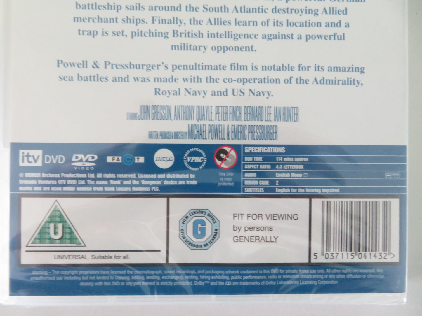 THE BATTLE OF THE RIVER PLATE - PURSUIT OF THE GRAF (DVD) GREGSON 1956 REGION 2 - Rendezvous Cinema