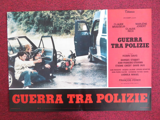THE POLICE WAR - B ITALIAN FOTOBUSTA POSTER CLAUDE BRASSEUR MARLENE JOBERT 1980