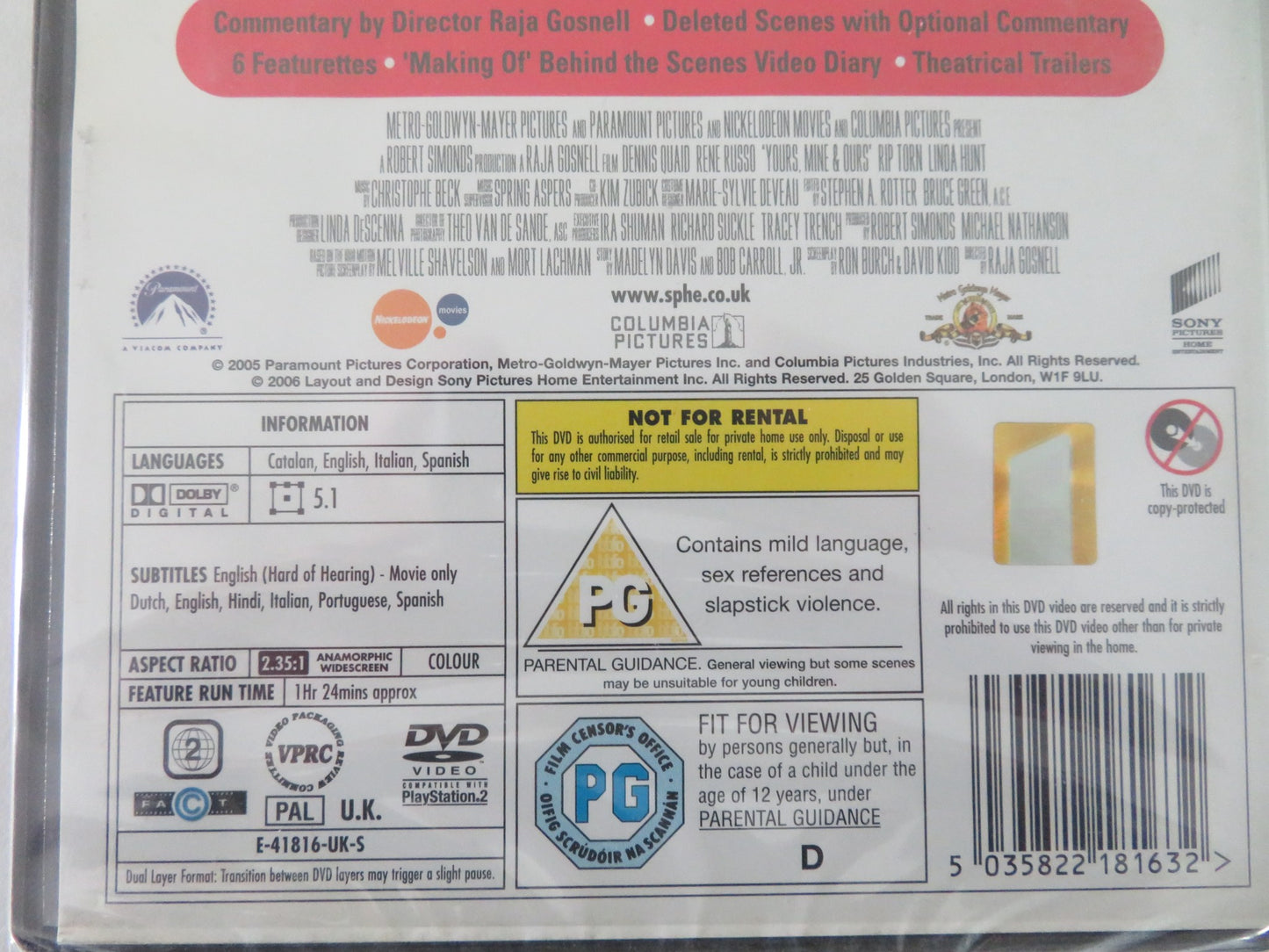 YOURS MINE & OURS (DVD) DENNIS QUAID RENE RUSSO 2005 REGION 2 - Rendezvous Cinema