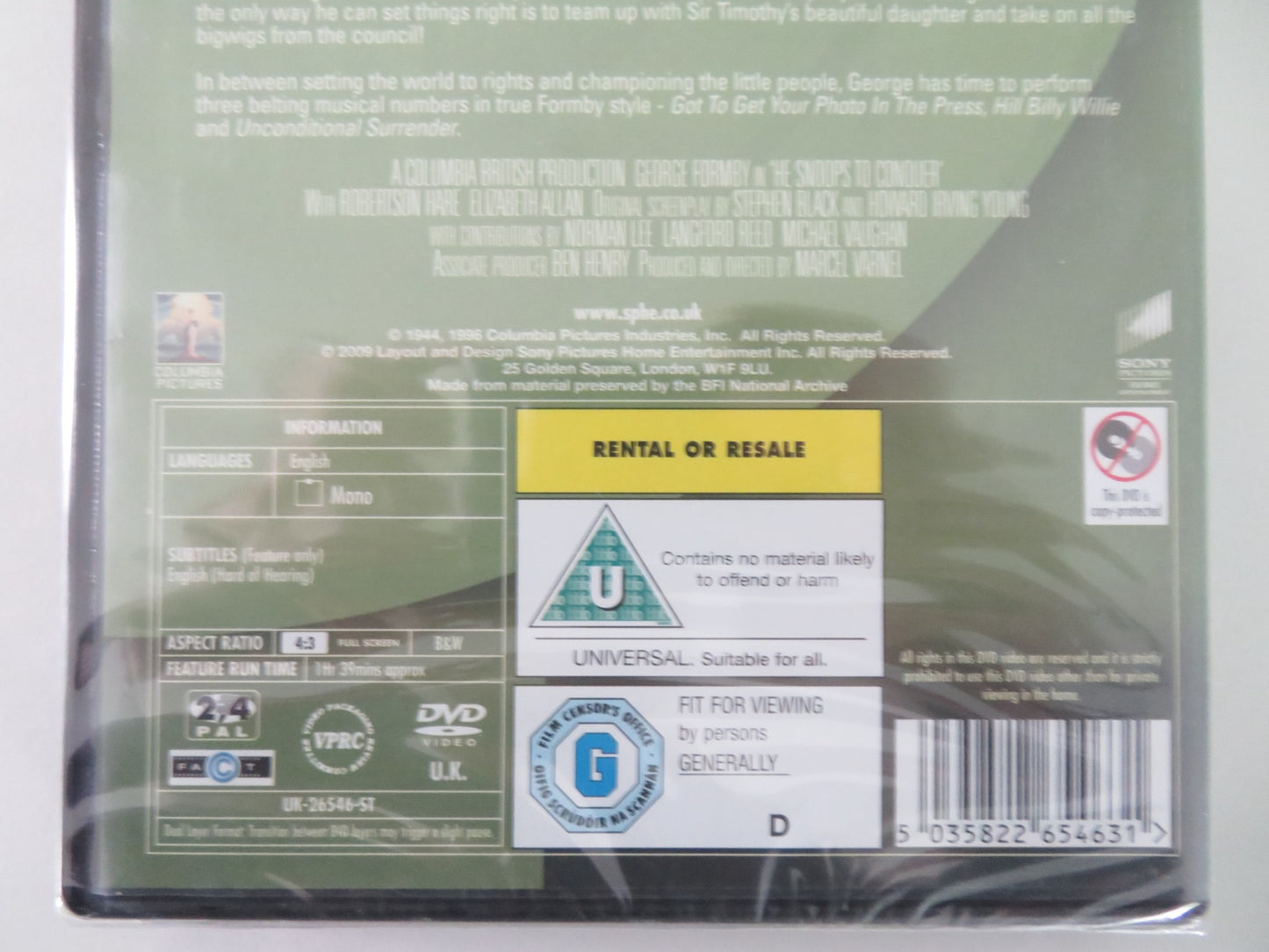 HE SNOOPS TO CONQUER (DVD) GEORGE FORMBY ROBERTSON HARE 1945 REGION 2 - Rendezvous Cinema