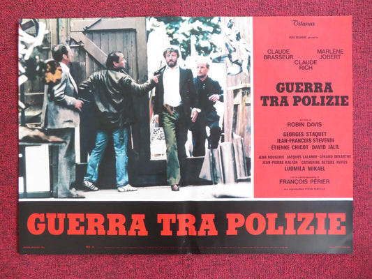 THE POLICE WAR - E ITALIAN FOTOBUSTA POSTER CLAUDE BRASSEUR MARLENE JOBERT 1980