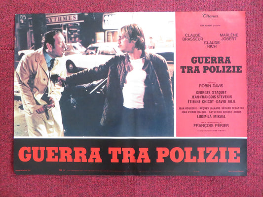 THE POLICE WAR - H ITALIAN FOTOBUSTA POSTER CLAUDE BRASSEUR MARLENE JOBERT 1980