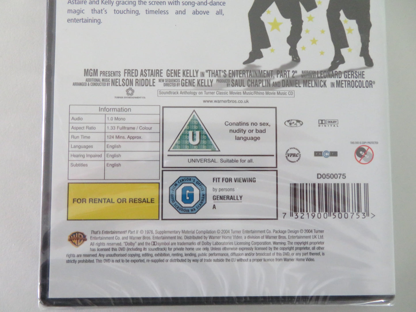 THAT'S ENTERTAINMENT PART 2 (DVD) FRED ASTAIRE GENE KELLY 1976 REGION 2 - Rendezvous Cinema