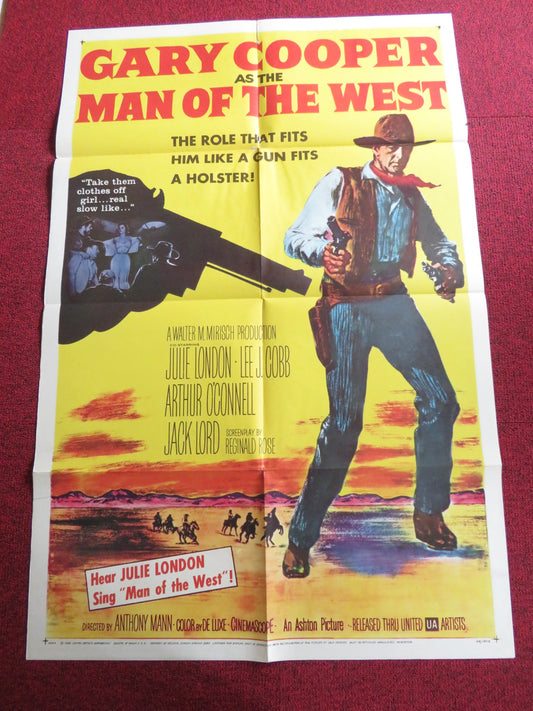 MAN OF THE WEST FOLDED US ONE SHEET POSTER GARY COOPER JULIE LONDON 1958