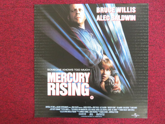 MERCURY RISING VHS VIDEO POSTER BRUCE WILLIS ALEC BALDWIN 1998
