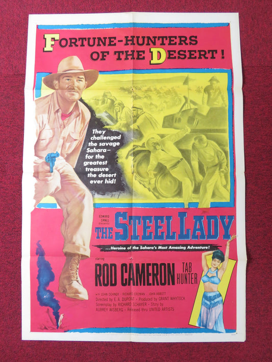 THE STEEL LADY FOLDED US ONE SHEET POSTER ROD CAMERON TAB HUNTER 1953