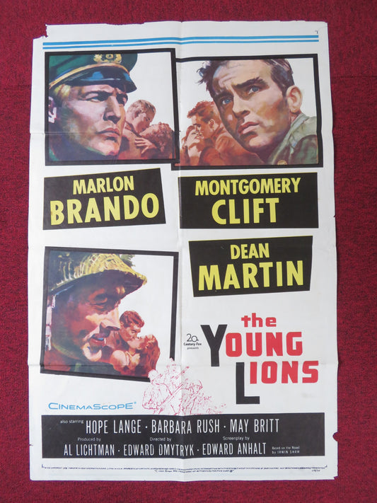 THE YOUNG LIONS FOLDED US ONE SHEET POSTER MARLON BRANDO MONTGOMERY CLIFT 1958