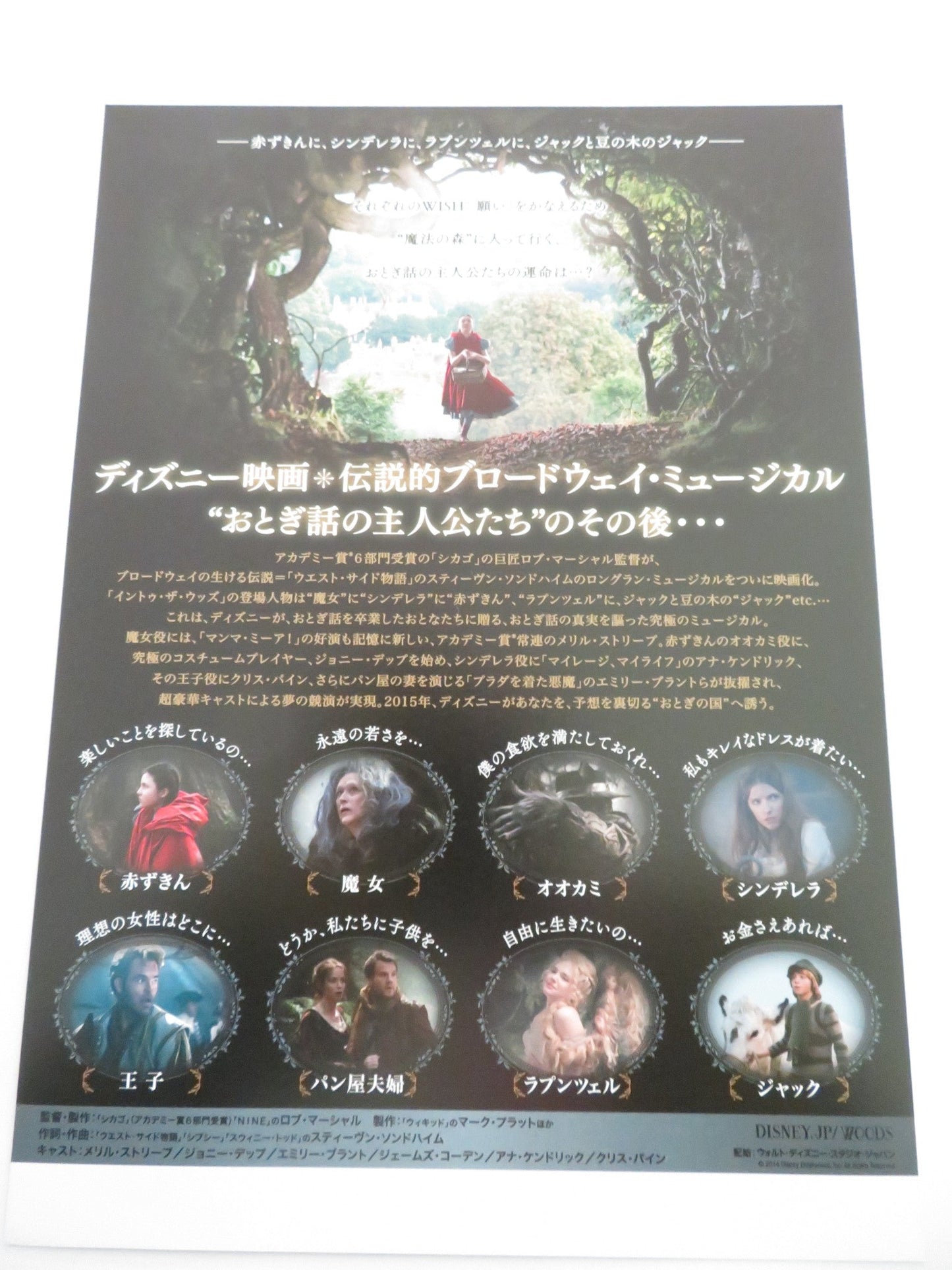 INTO THE WOODS - B JAPANESE CHIRASHI (B5) POSTER ANNA KENDRICK JAMES CORDEN 2014 Rendezvous Cinema Movie posters