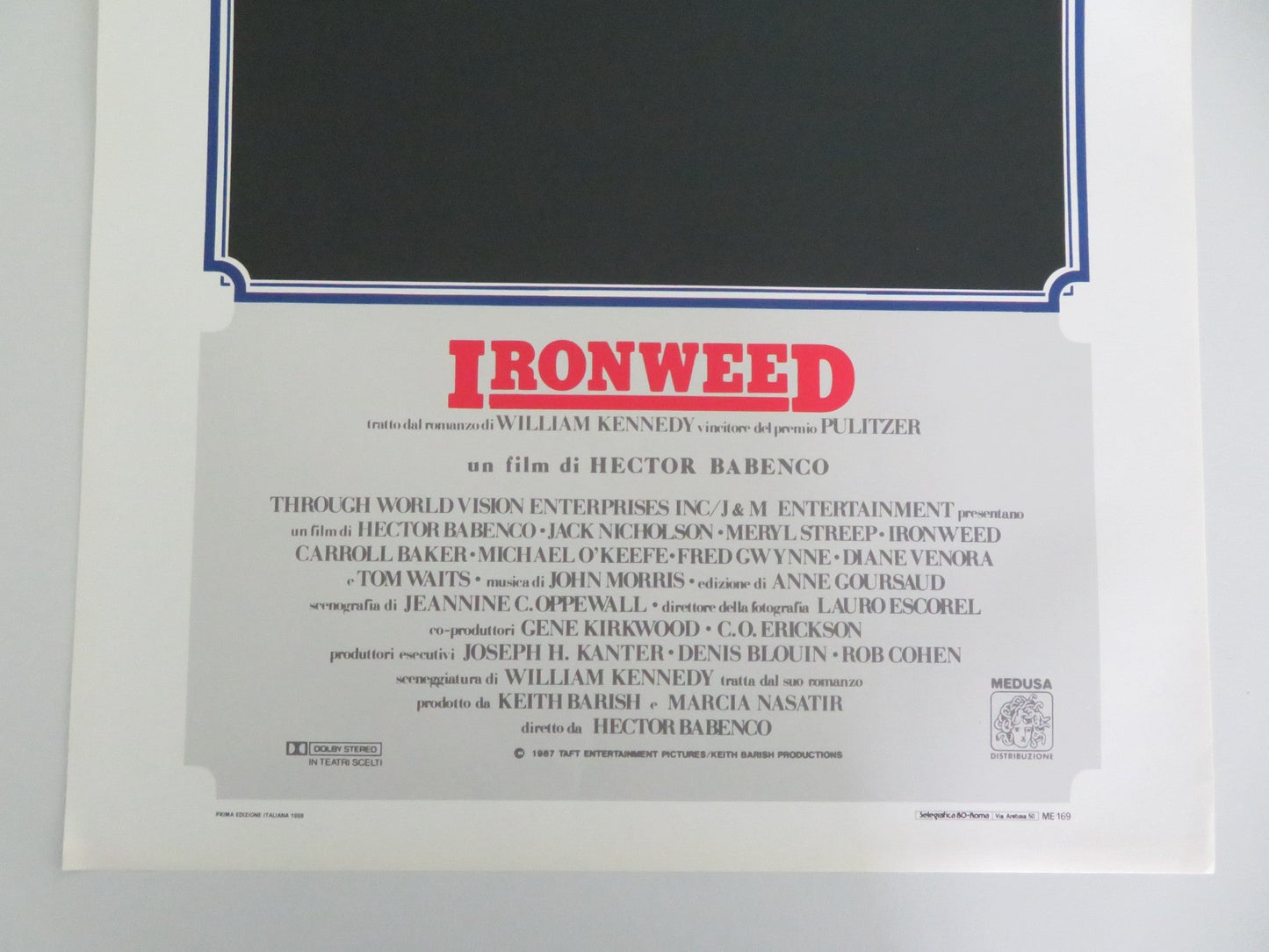 IRONWEED ITALIAN LOCANDINA POSTER JACK NICHOLSON MERYL STREEP 1987 Movie posters