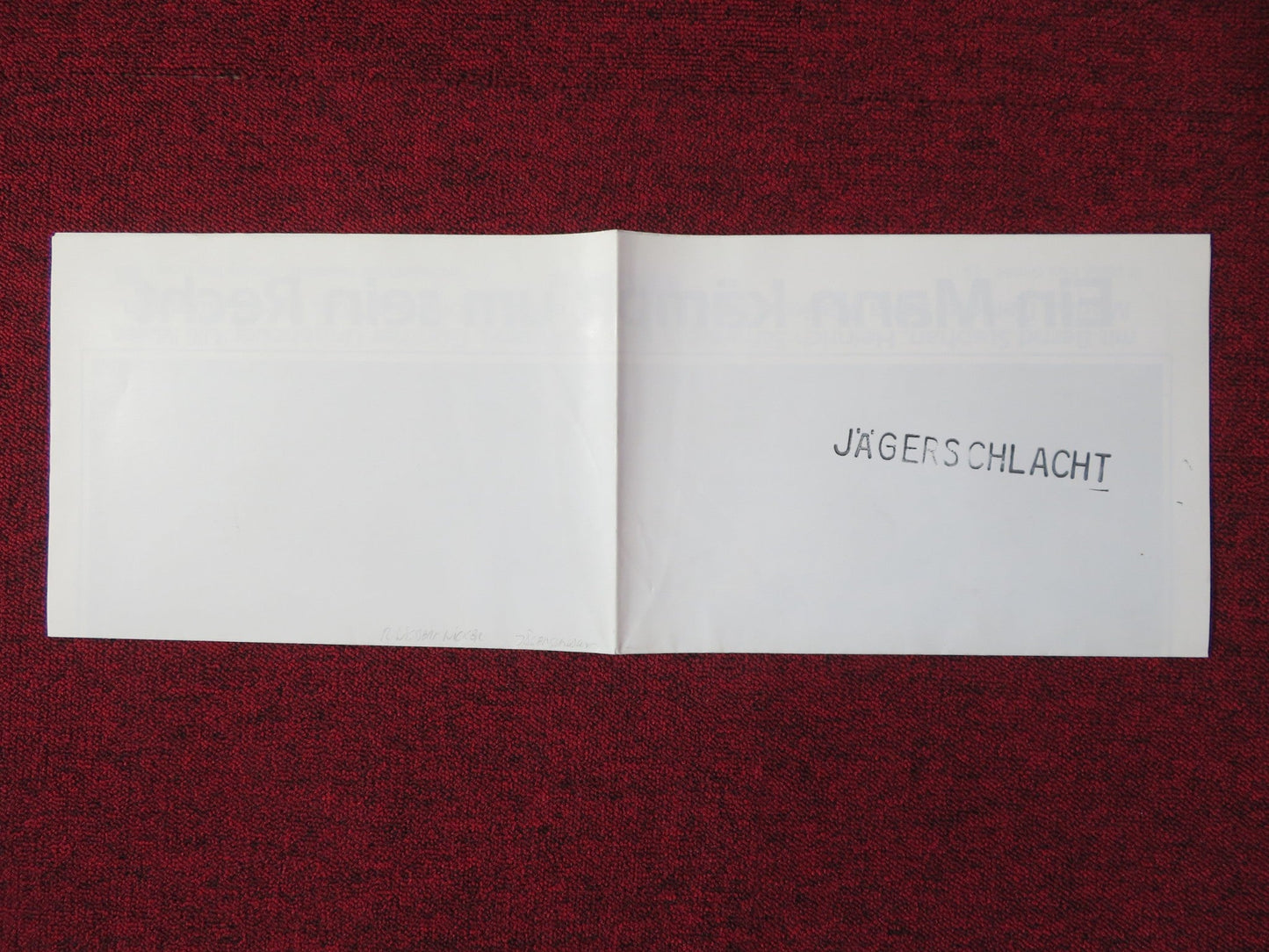 JAGERSCHLACHT GERMAN A1 POSTER FOLDED BERND STEPHAN HEINRICH SCHWEIGER 1982 Rendezvous Cinema Movie posters