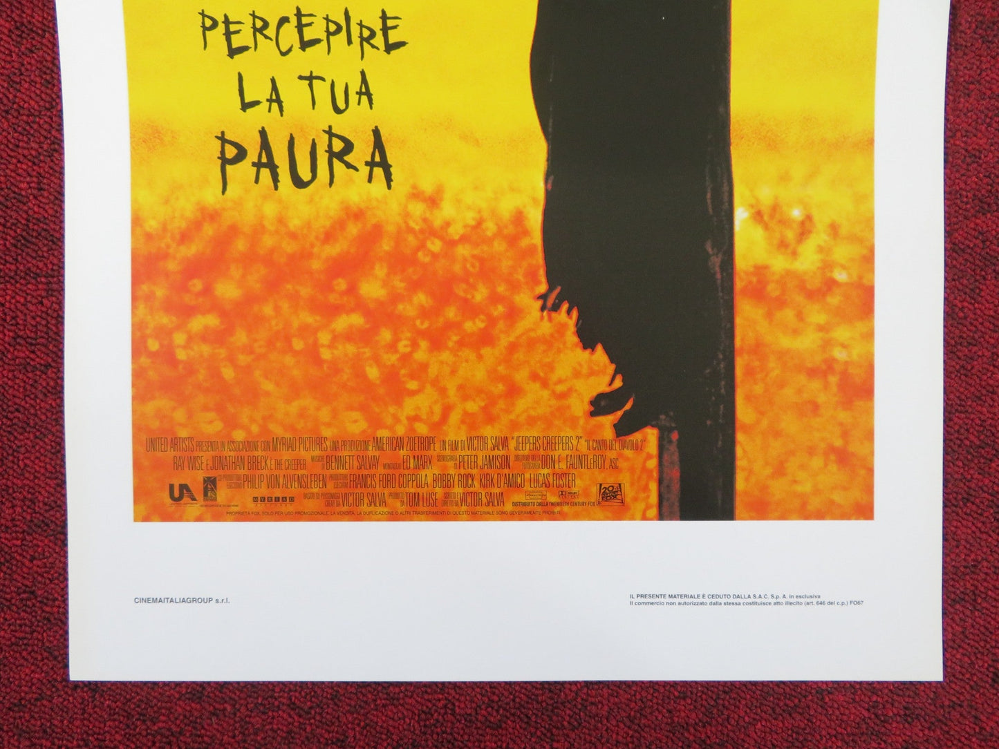 JEEPERS CREEPERS 2 ITALIAN LOCANDINA POSTER RAY WISE JONATHAN BRECK 2003 Rendezvous Cinema Movie posters