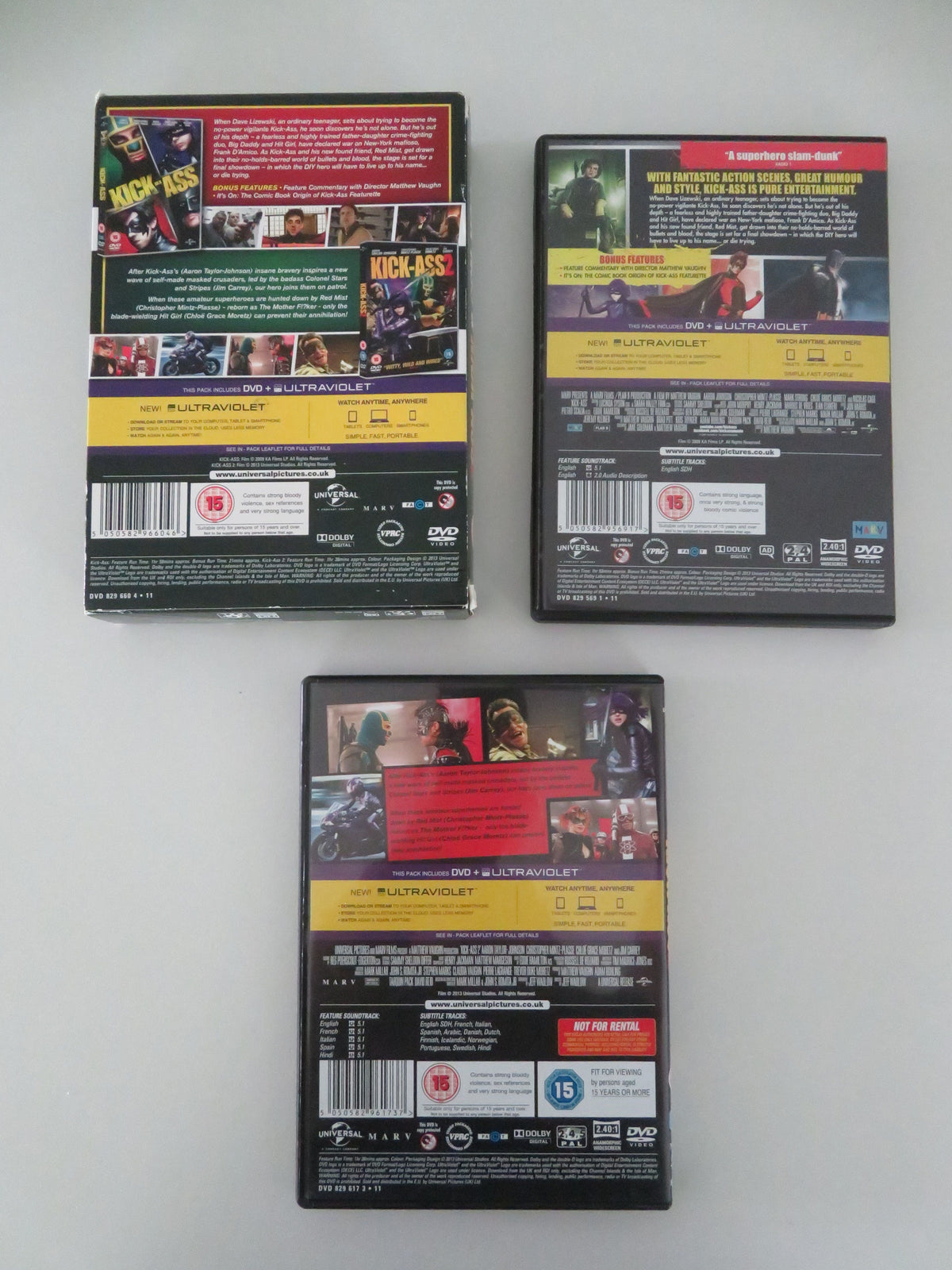 Kick-Ass and Kick-Ass 2 - 2 Movie Collector's Edition (DVD BoxSet) Region 2, 4 Movie posters