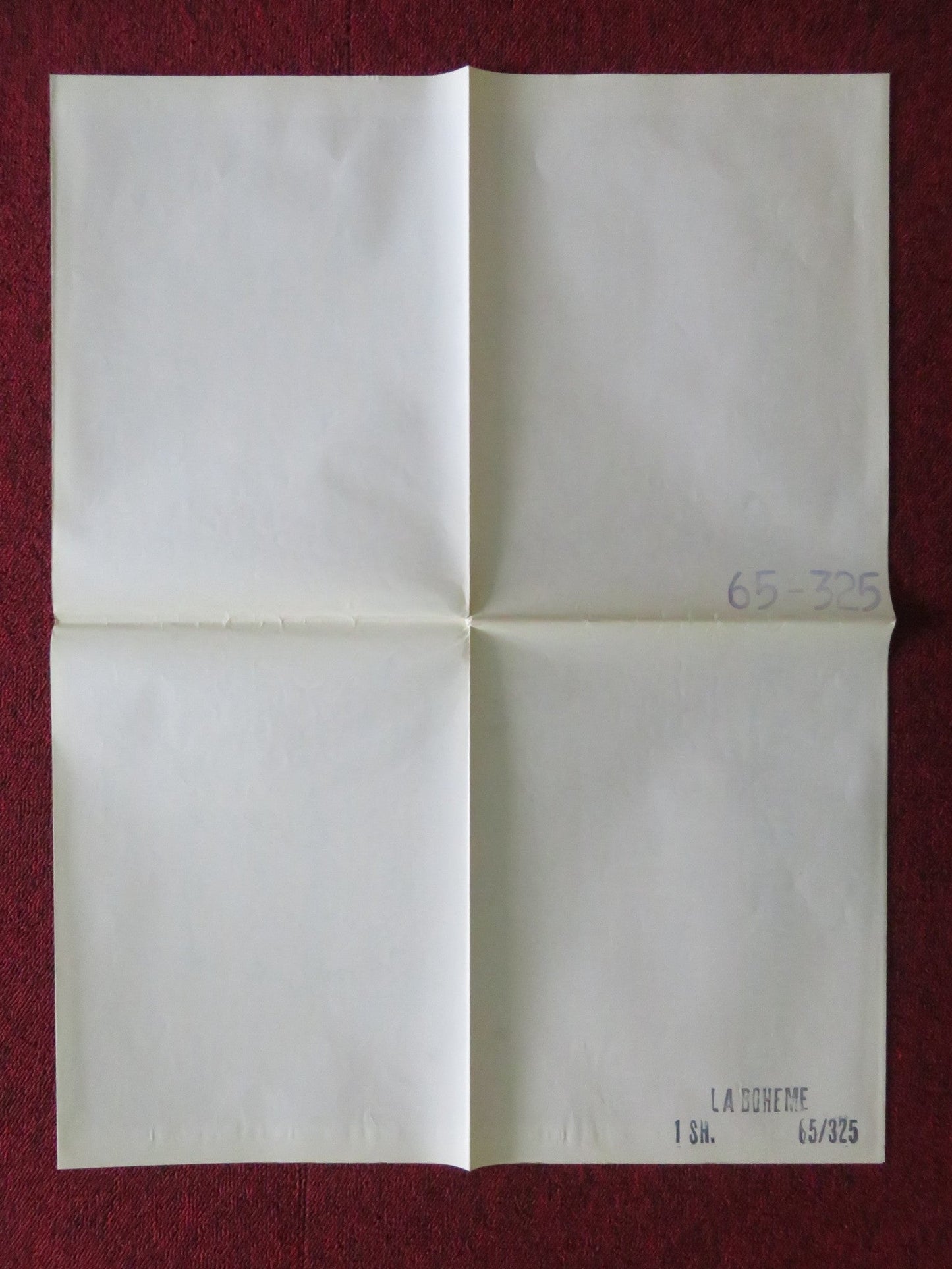 LA BOHEME FOLDED US ONE SHEET POSTER GIANNI RAIMONDI ROLANDO PANERAI 1965 Movie posters