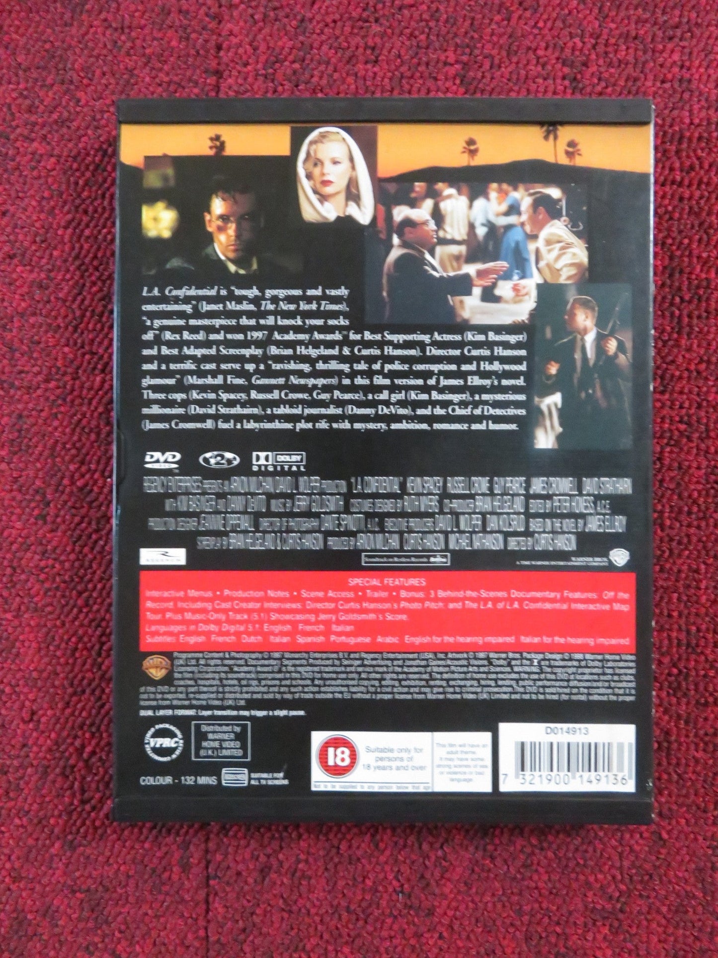 L.A. CONFIDENTIAL (DVD) KIM BASINGER KEVIN SPACEY 1997 REGION 2 Rendezvous Cinema Movie posters