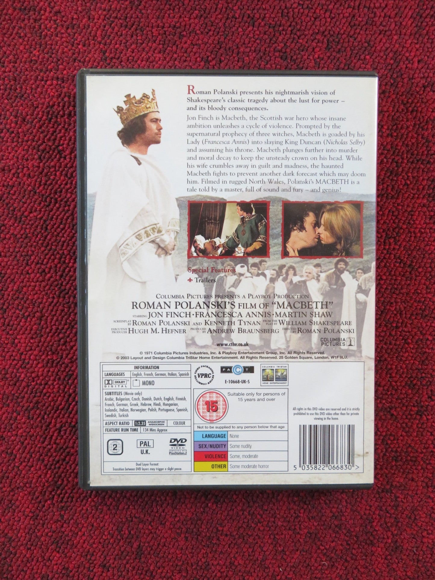 MACBETH (DVD) JON FINCH FRANCESCA ANNIS 1971 REGION 2 Rendezvous Cinema Movie posters
