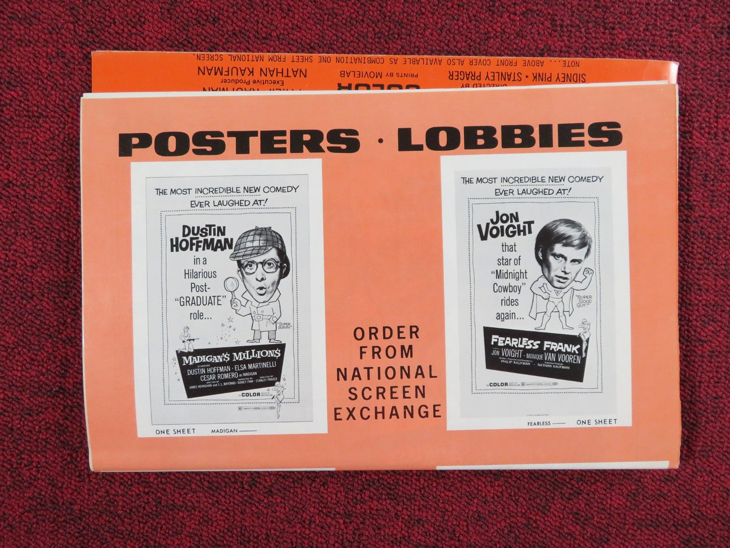 MADIGAN'S MILLIONS FEARLESS FRANK COMBO UNCUT FOLDED PRESS BOOK 1969 Rendezvous Cinema Movie posters