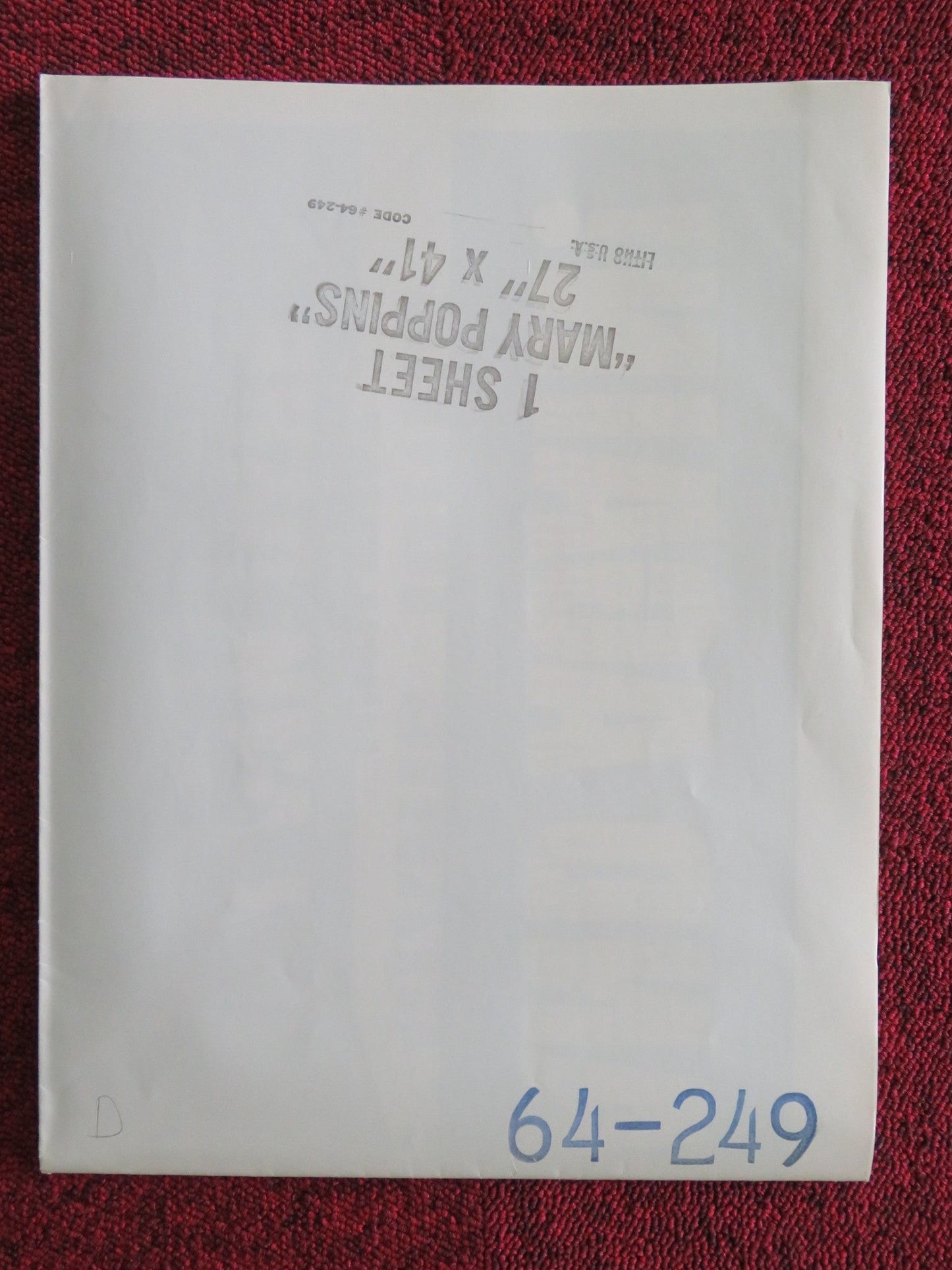 MARY POPPINS FOLDED US ONE SHEET POSTER DISNEY JULIE ANDREWS DICK VAN DYKE R1980 Rendezvous Cinema Movie posters