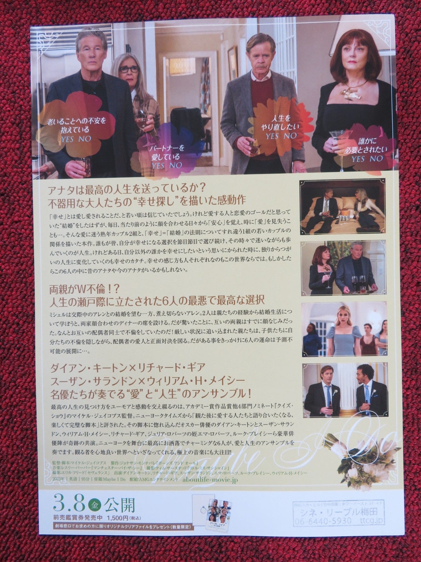 MAYBE I DO JAPANESE CHIRASHI (B5) POSTER RICHARD GERE DIANE KEATON 2023 Rendezvous Cinema Movie posters