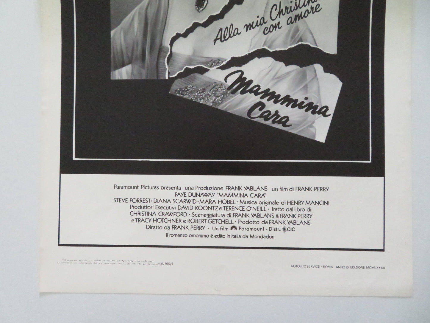 MOMMIE DEAREST ITALIAN LOCANDINA POSTER FAYE DUNAWAY JOAN CRAWFORD (BIO) 1982 Movie posters