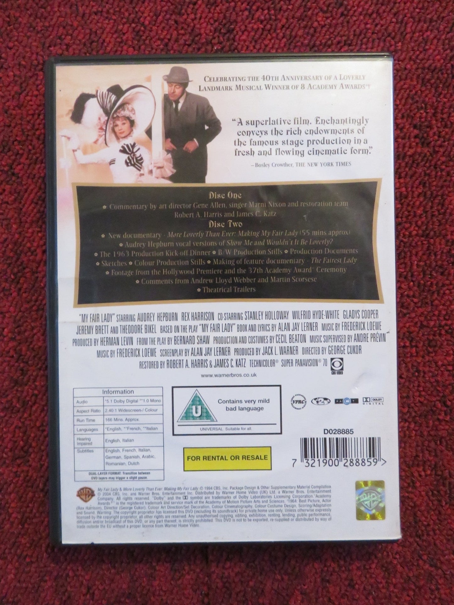 MY FAIR LADY - TWO DISC SPECIAL EDITION (DVD) AUDREY HEPBURN 1964 REGION 2 Rendezvous Cinema Movie posters