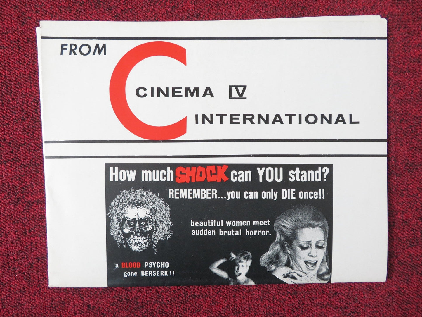 NIGHT OF BLOODY HORROR UNCUT FOLDED PRESS BOOK GERALD MCRANEY GAYE YELLEN 1969 Rendezvous Cinema Movie posters