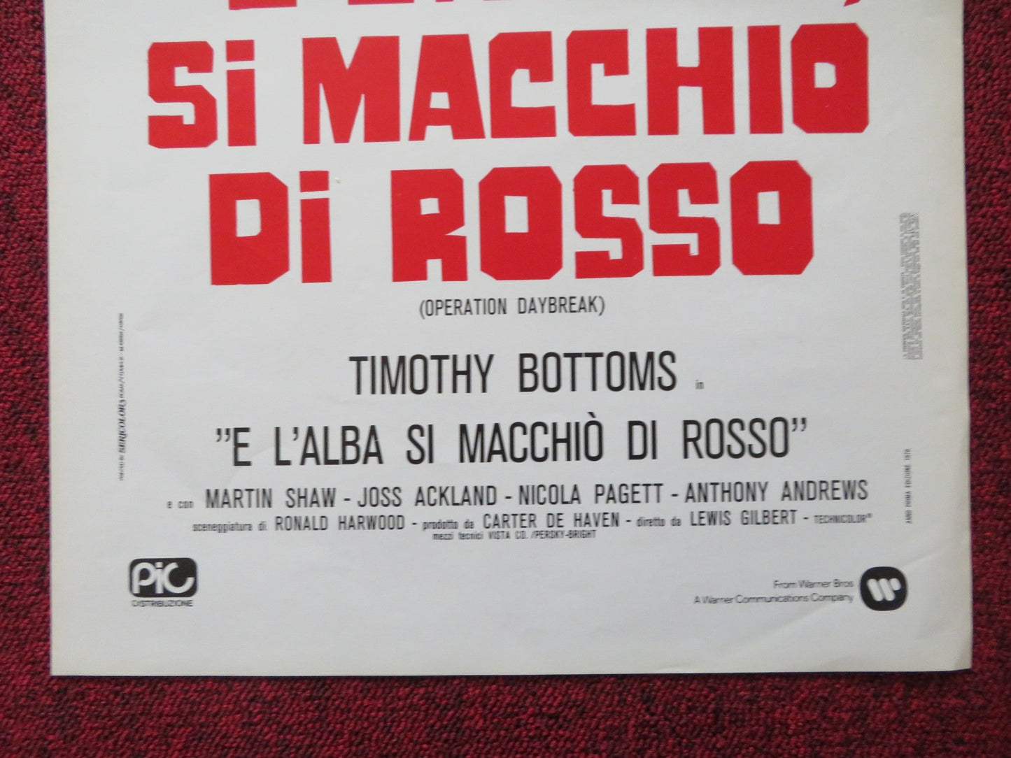 OPERATION DAYBREAK ITALIAN LOCANDINA POSTER TIMOTHY BOTTOMS MARTIN SHAW 1976 Rendezvous Cinema Movie posters