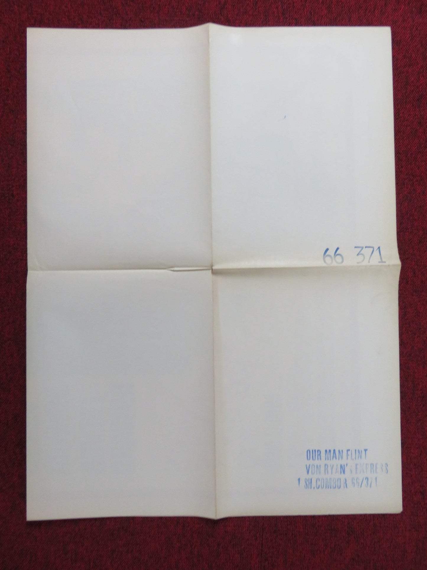 OUR MAN FLINT / VON RYAN'S EXPRESS COMBO FOLDED US ONE SHEET POSTER COBURN 1966 Rendezvous Cinema Movie posters
