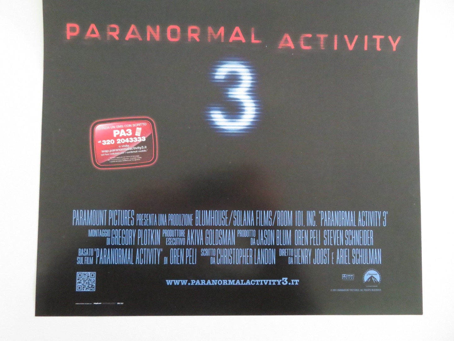Paranormal Activity 3 Italian Locandina Poster Lauren Bittner 2011 Movie posters