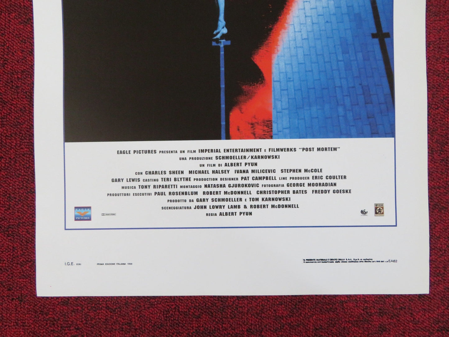 POSTMORTEM ITALIAN LOCANDINA POSTER CHARLES SHEEN MICHAEL HALSY 1998 Rendezvous Cinema Movie posters