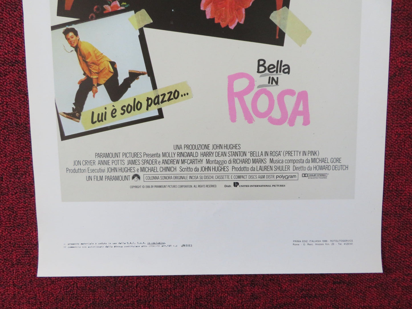 PRETTY IN PINK ITALIAN LOCANDINA POSTER MOLLY RINGWALD ANDREW MCCARTHY 1986 Rendezvous Cinema Movie posters