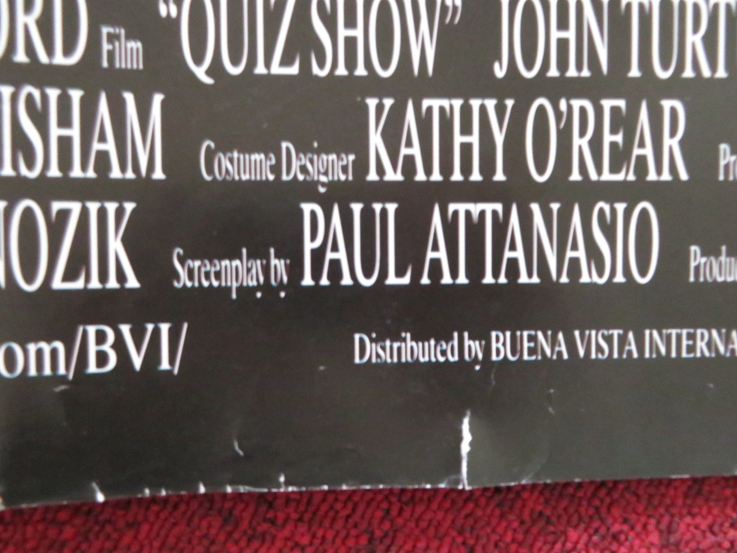 QUIZ SHOW UK QUAD ROLLED POSTER JOHN TURTURRO RALPH FIENNES 1994 Rendezvous Cinema Movie posters