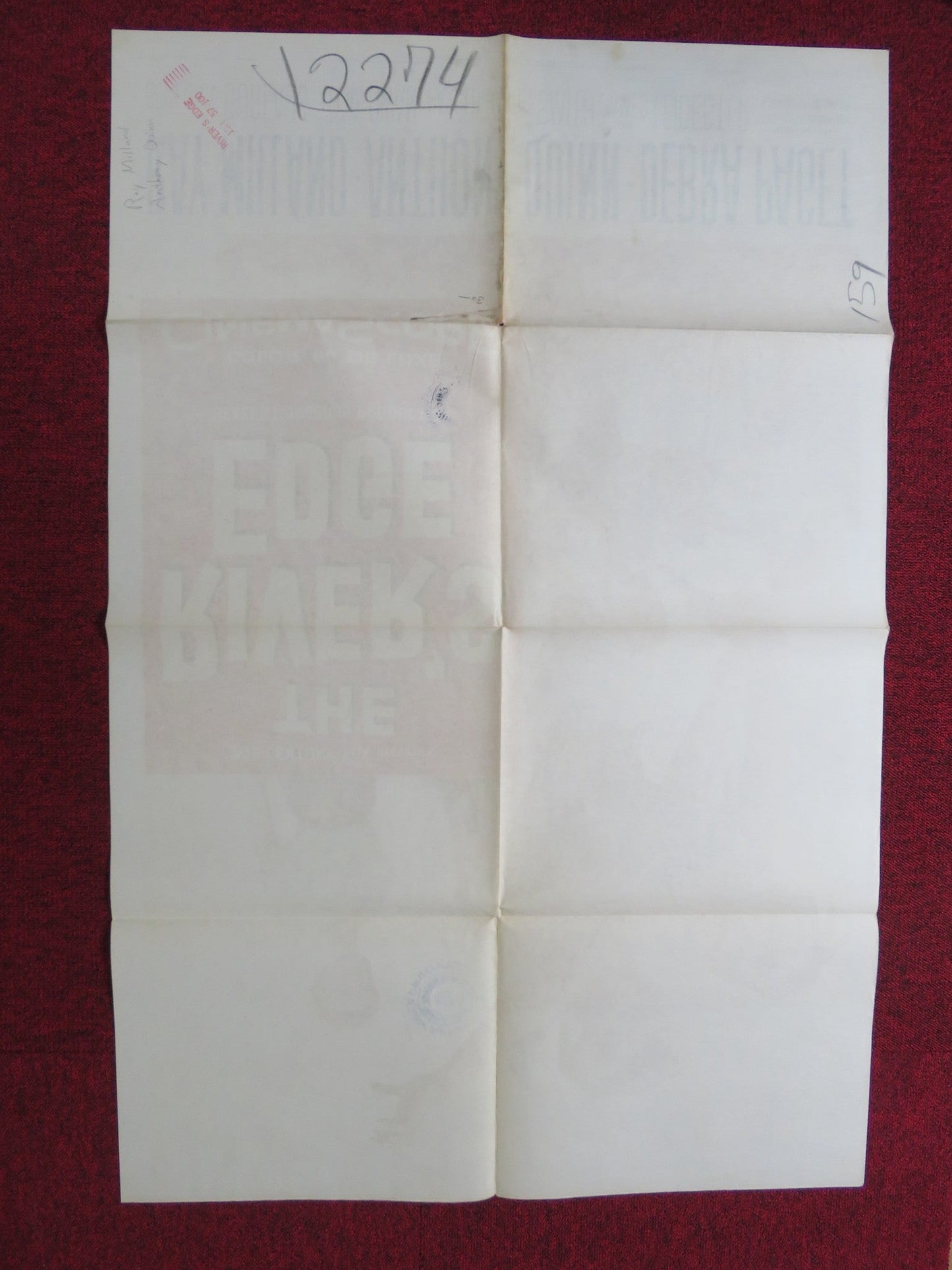 RIVER'S EDGE FOLDED US ONE SHEET POSTER RAY MILLAND ANTHONY QUINN 1957 Rendezvous Cinema Movie posters