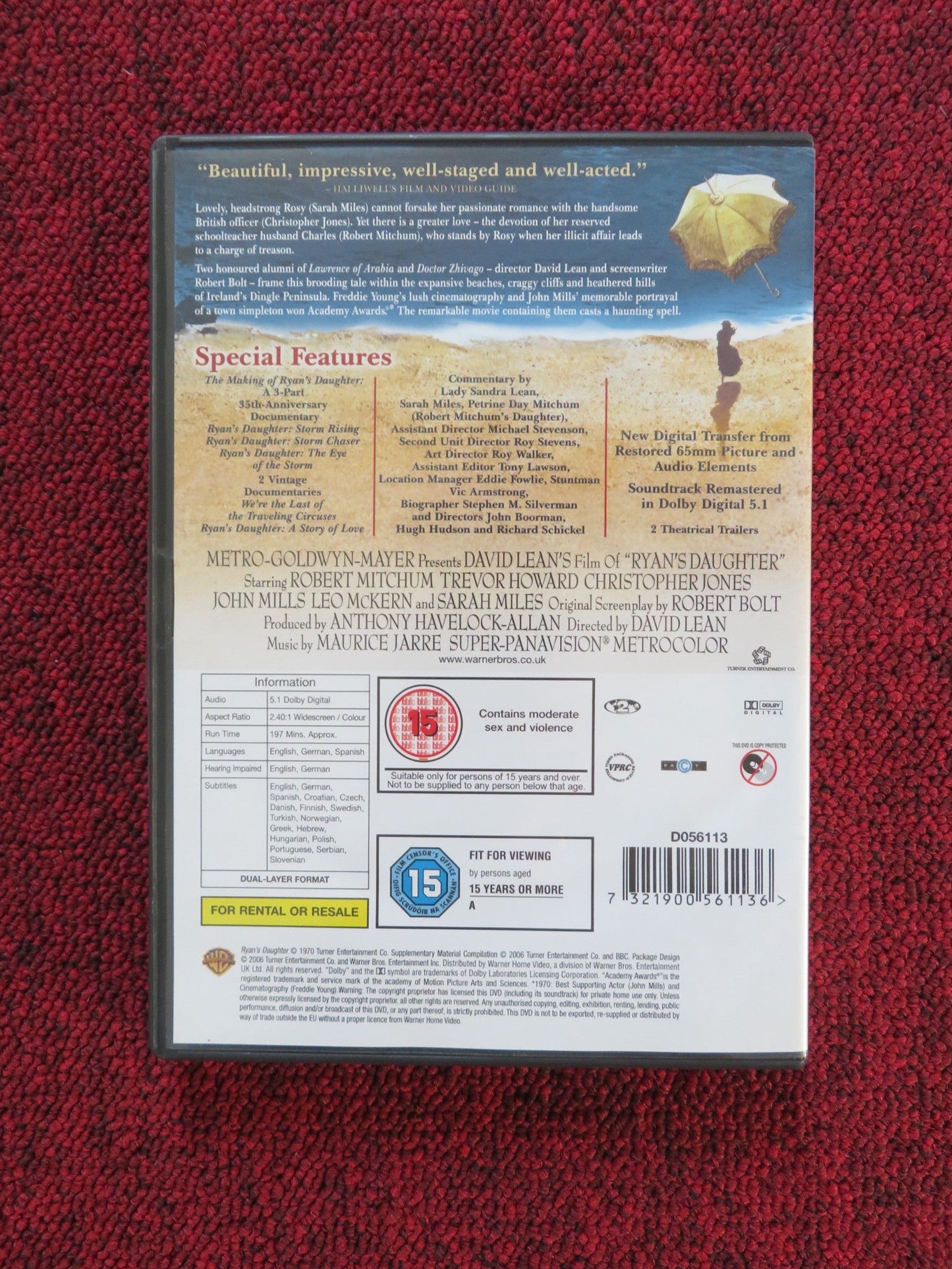 RYAN'S DAUGHTER (DVD) ROBERT MITCHUM TREVOR HOWARD 1970 REGION 2 Rendezvous Cinema Movie posters