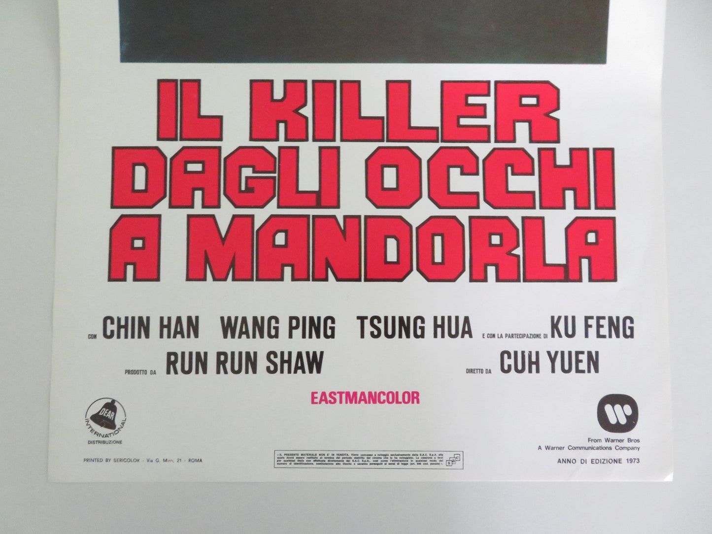 SACRED KNIVES OF VENGEANCE ITALIAN LOCANDINA POSTER CHIN HAN WANG PING 1973 Movie posters