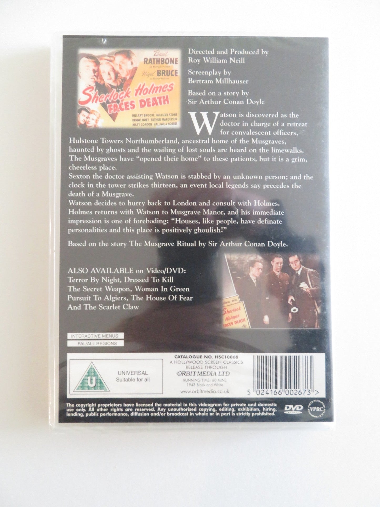 SHERLOCK HOLMES FACES DEATH (DVD) BASIL RATHBONE NIGEL BRUCE 1943 REGION ALL Rendezvous Cinema Movie posters