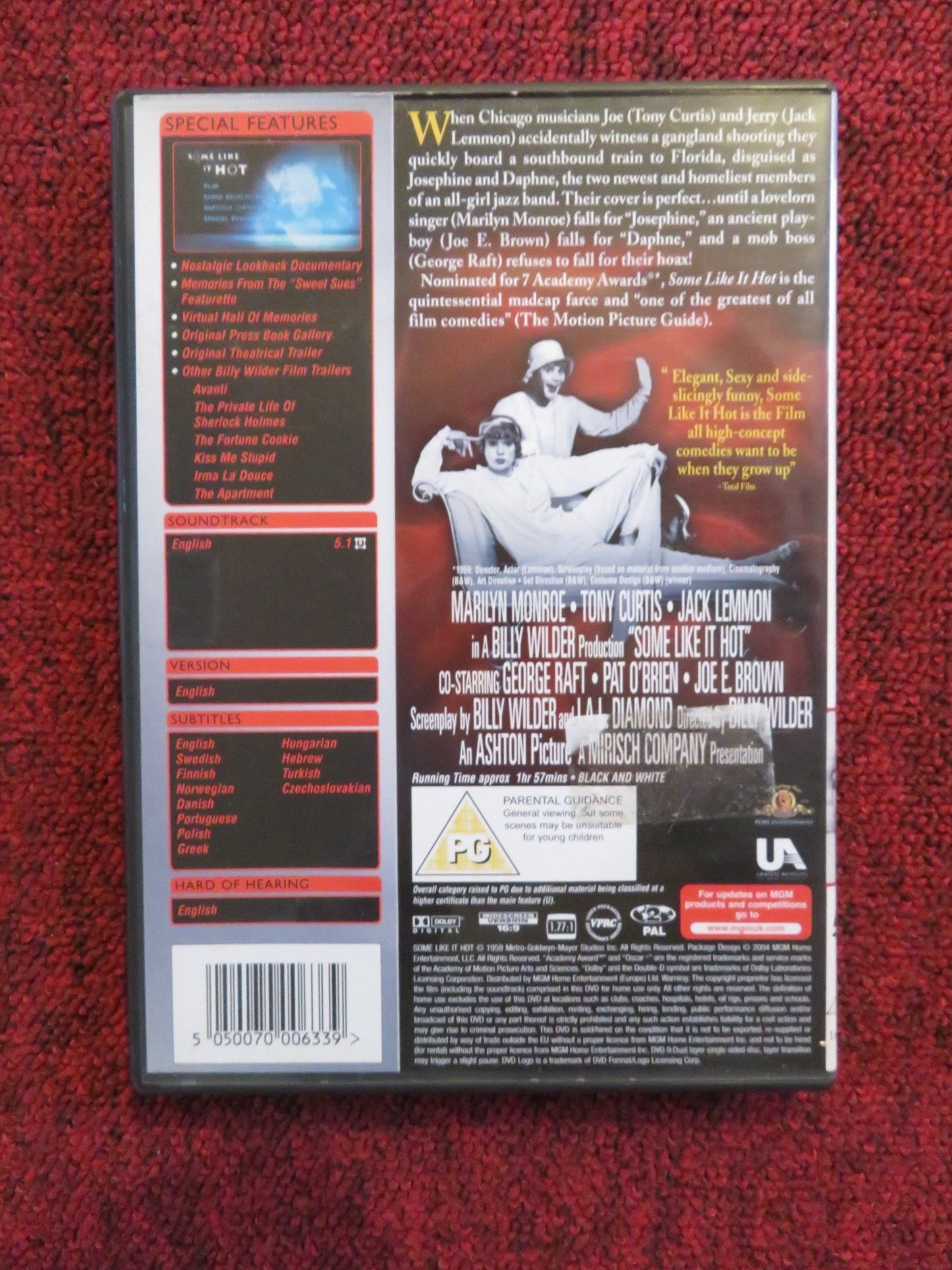 SOME LIKE IT HOT (DVD) MARILYN MONROE JACK LEMMON TONY CURTIS 1959 REGION 2 Rendezvous Cinema Movie posters