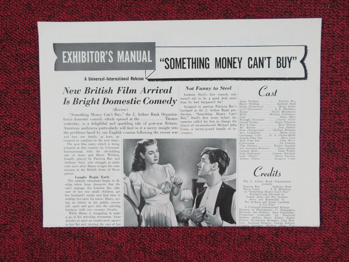 SOMETHING MONEY CAN'T BUY UNCUT PRESS BOOK FOLDED PATRICIA ROC 1953 Rendezvous Cinema Movie posters