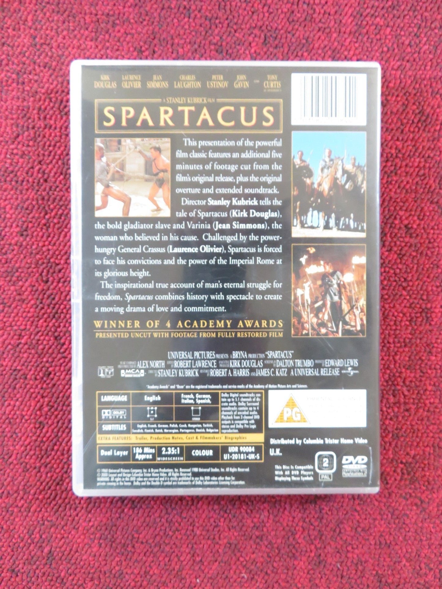 SPARTACUS (DVD) KIRK DOUGLAS LAURENCE OLIVIER 1960 REGION 2 Rendezvous Cinema Movie posters