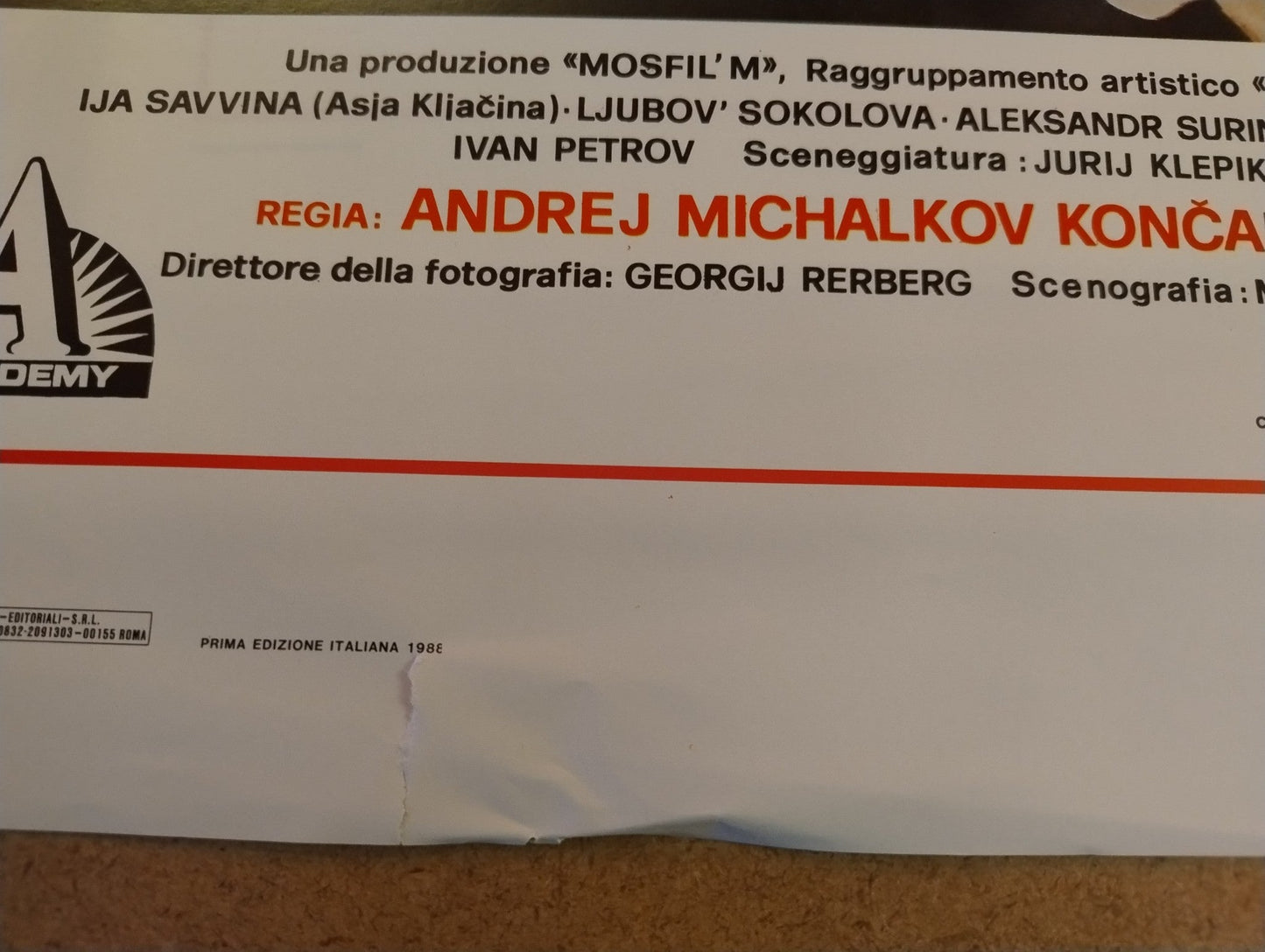STORIA DI ASJA KLJACINA CHE AMO'SENZA SPOSARSI ITALIAN LOCANDINA POSTER 1988 Rendezvous Cinema Movie posters