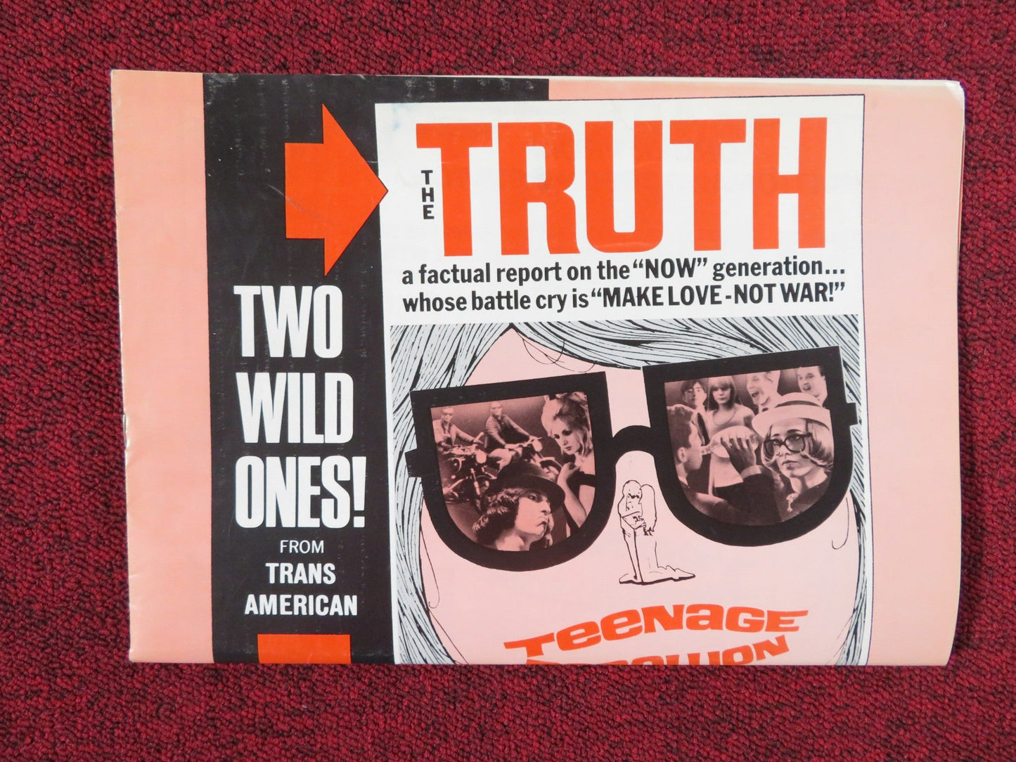 TEENAGE REBELLION IT'S A BIKINI WORLD COMBO UNCUT PRESS BOOK FOLDED 1967 Rendezvous Cinema Movie posters
