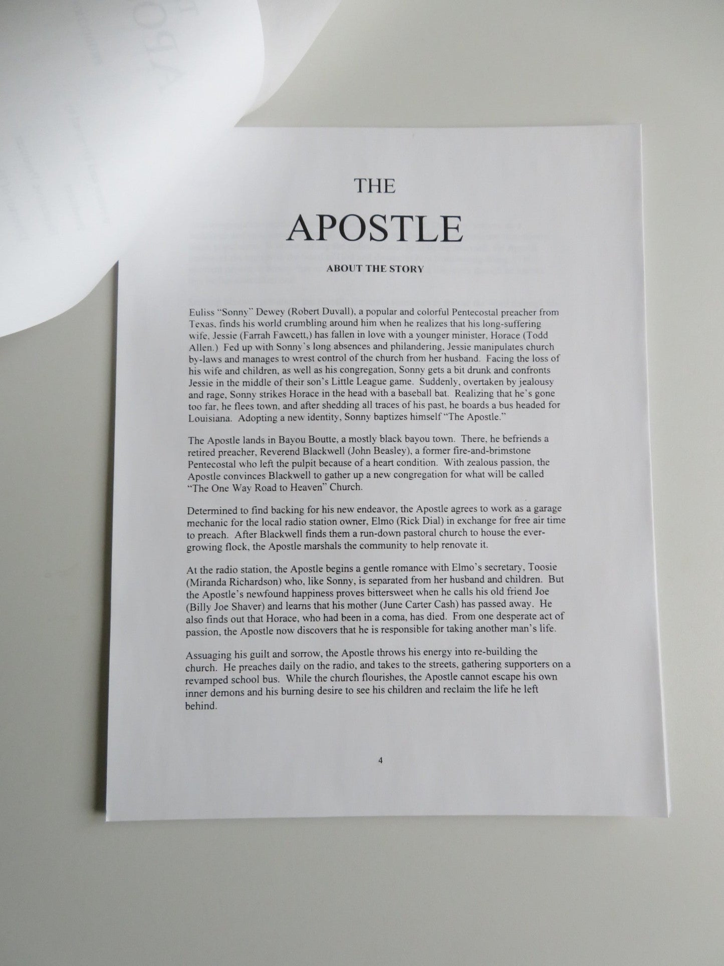 THE APOSTLE PRESS KIT 1997 ROBERT DUVALL BILLY BOB THORNTON Movie posters