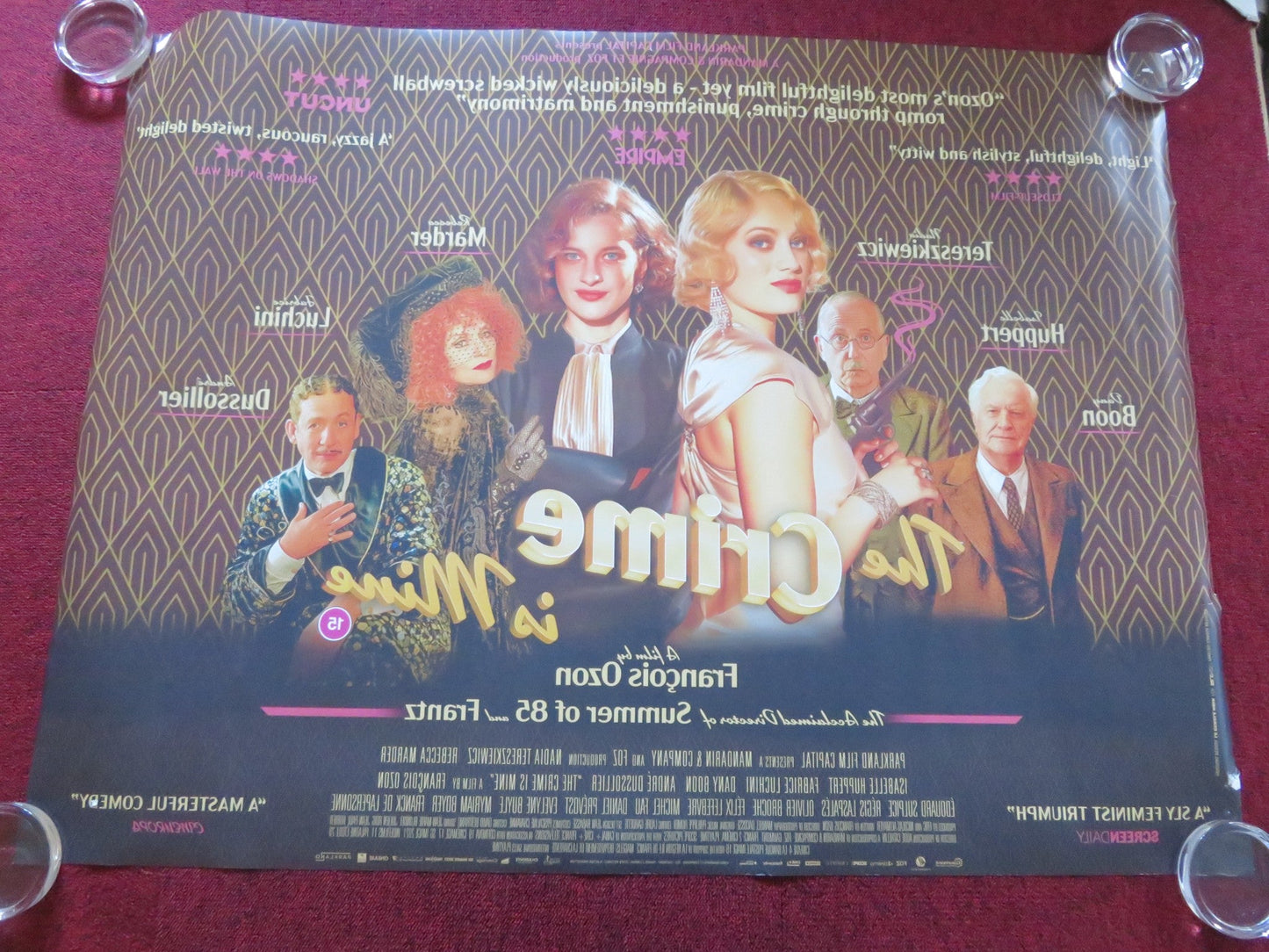 THE CRIME IS MINE UK QUAD ROLLED POSTER N. TERESZKIEWICZ ISABELLE HUPPERT 2023 Rendezvous Cinema Movie posters