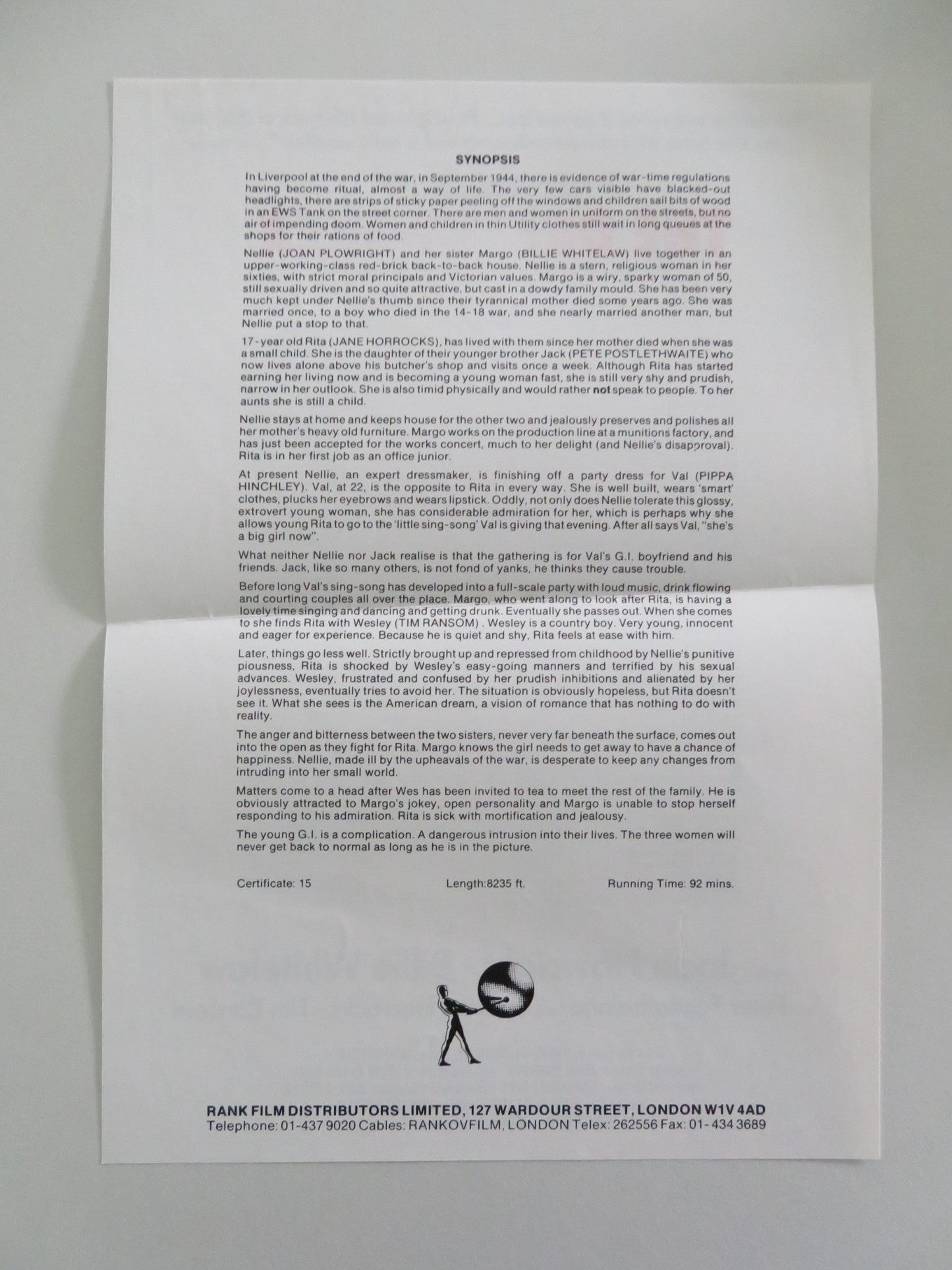 THE DRESSMAKER MOVIE STILL PHOTO LOT OF 6 BILLIE WHITELAW JOAN PLOWRIGHT 1988 Movie posters