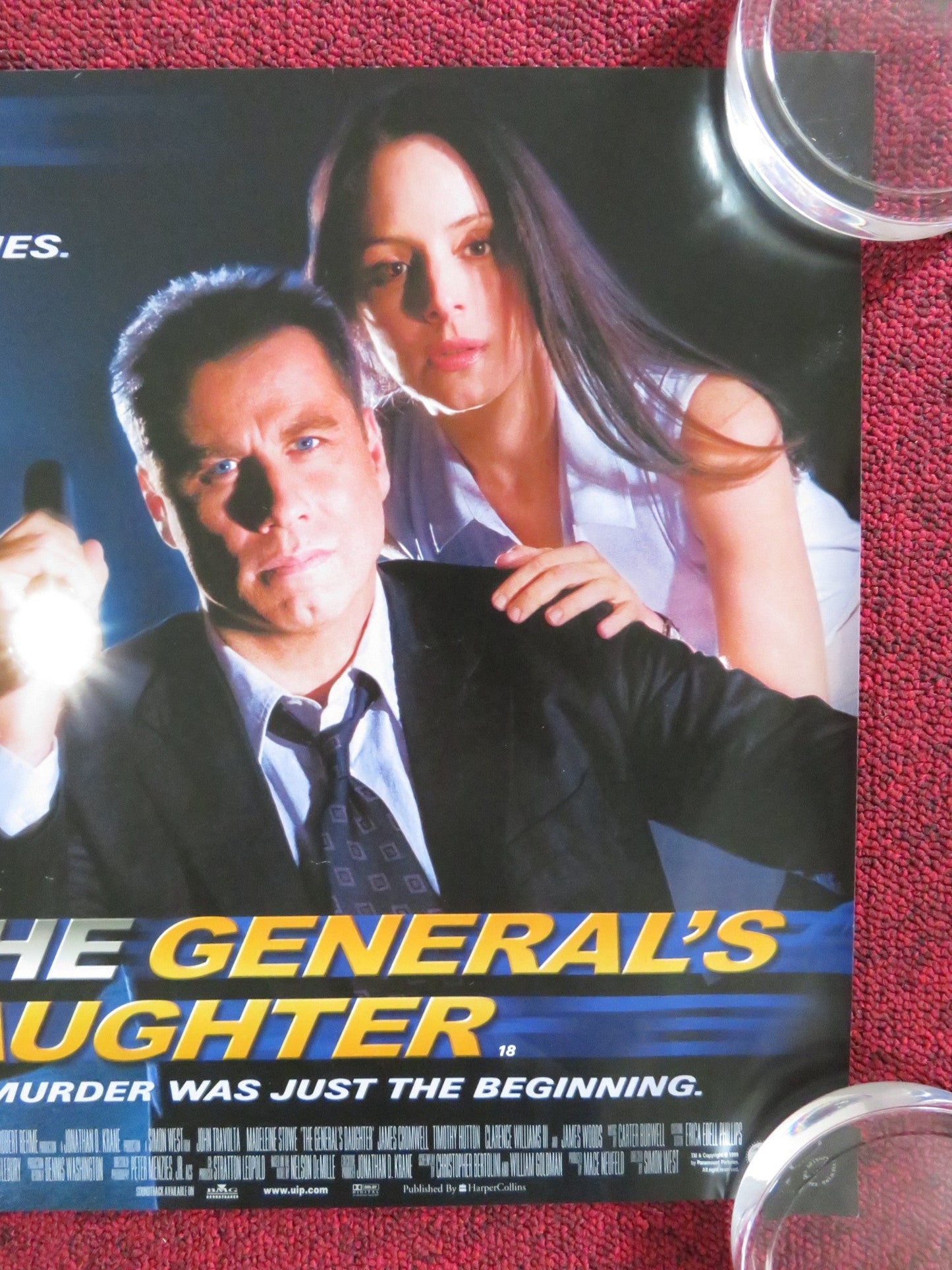 THE GENERAL'S DAUGHTER UK MINI QUAD POSTER JOHN TRAVOLTA MADELEINE STOWE 1999 Rendezvous Cinema Movie posters
