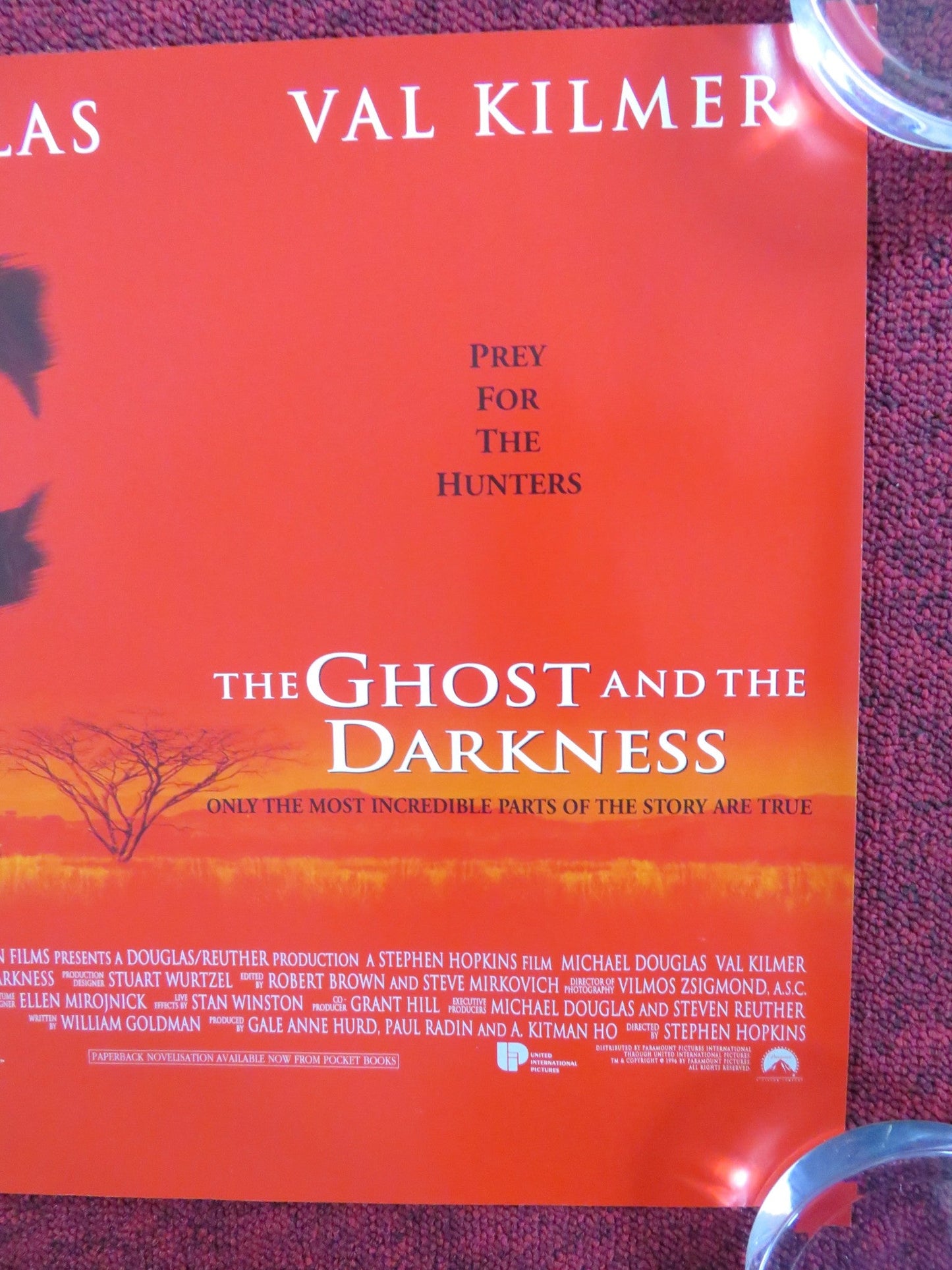 THE GHOST AND THE DARKNESS UK MINI QUAD POSTER MICHAEL DOUGLAS VAL KILMER 1996 Rendezvous Cinema Movie posters
