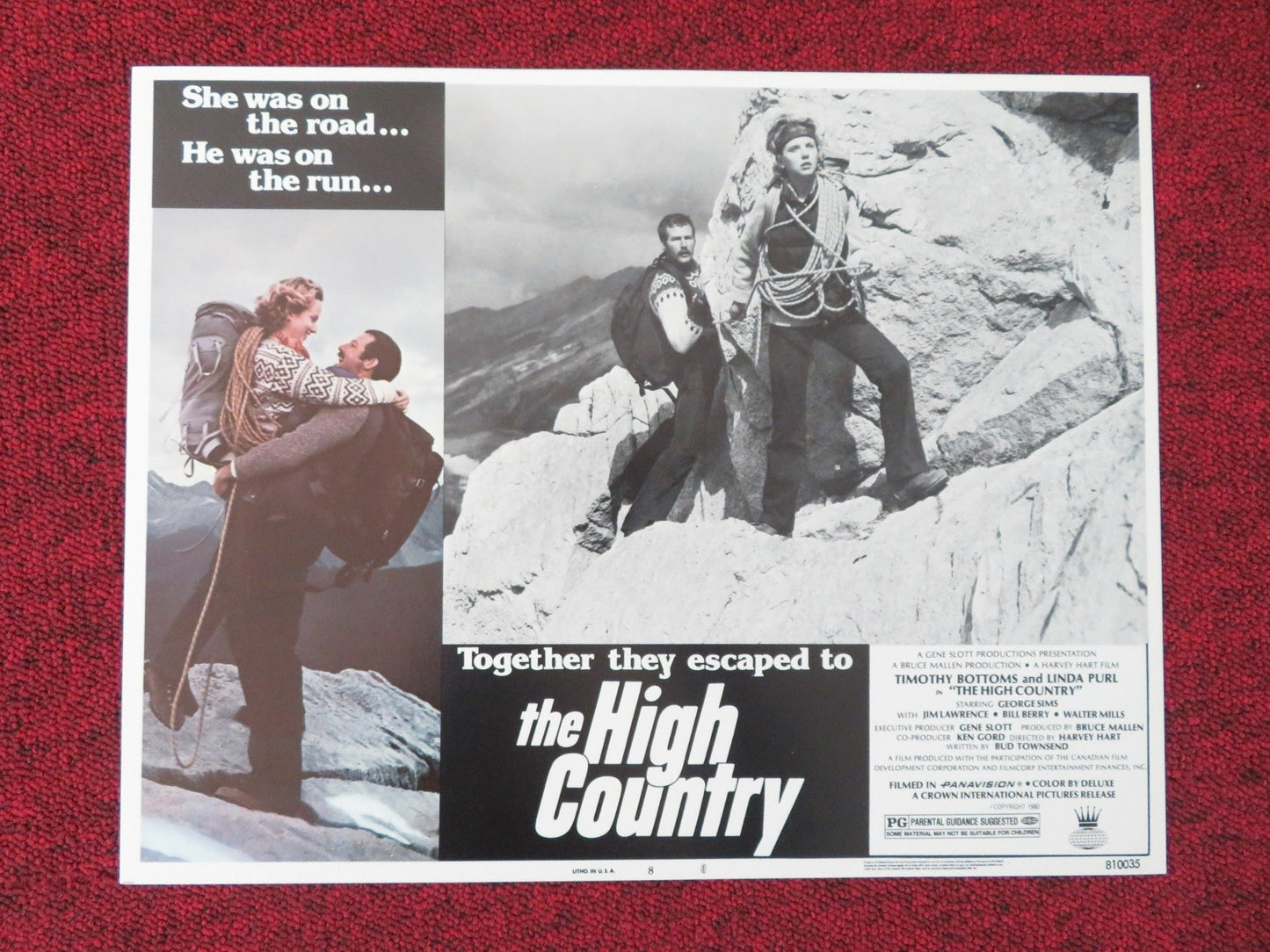 THE HIGH COUNTRY US LOBBY CARD FULL SET TIMOTHY BOTTOMS LINDA PURL 1981 Movie posters