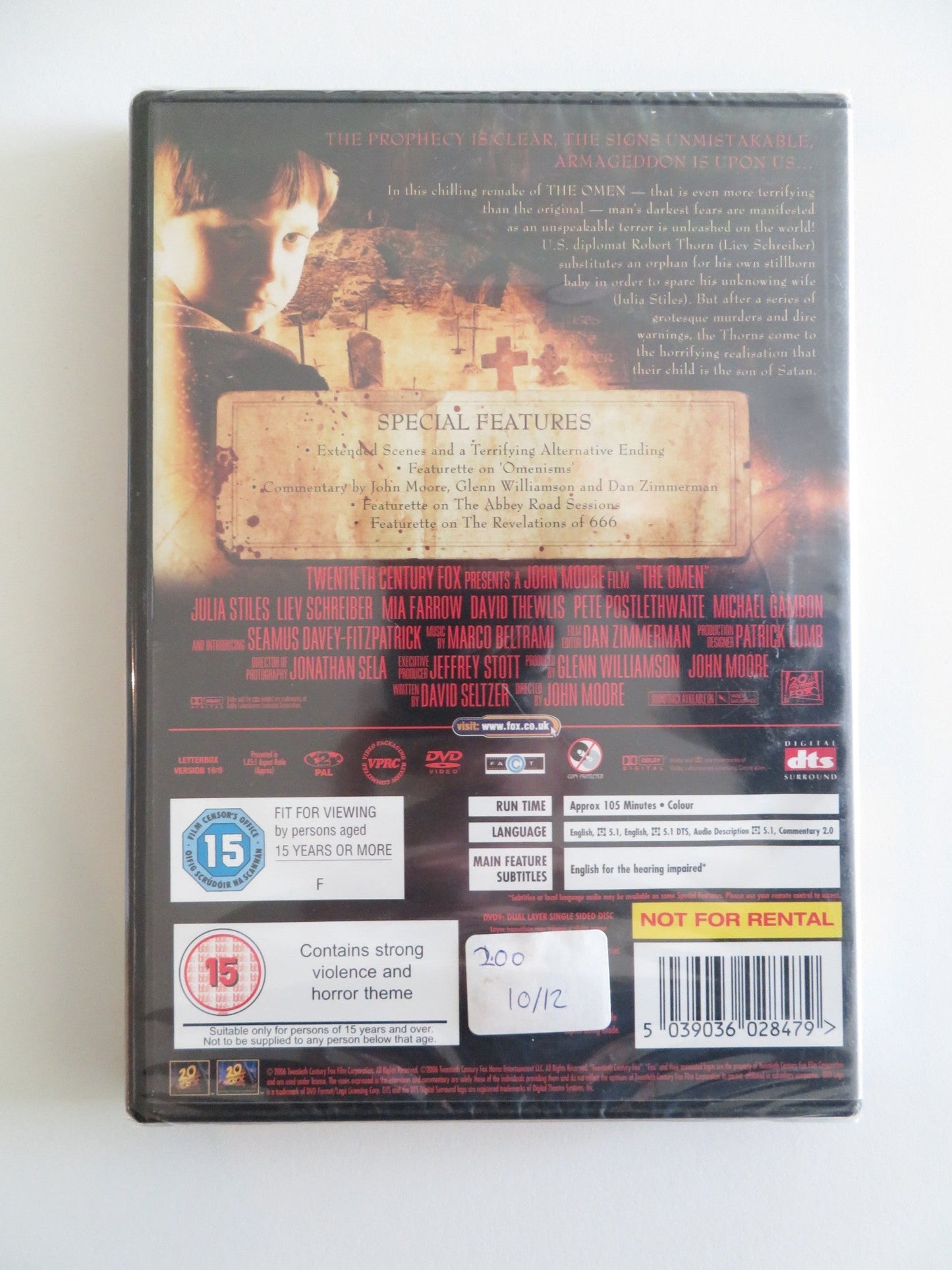 THE OMEN (DVD) JULIA STILES LIEV SCHREIBER 2006 REGION 2 Rendezvous Cinema Movie posters