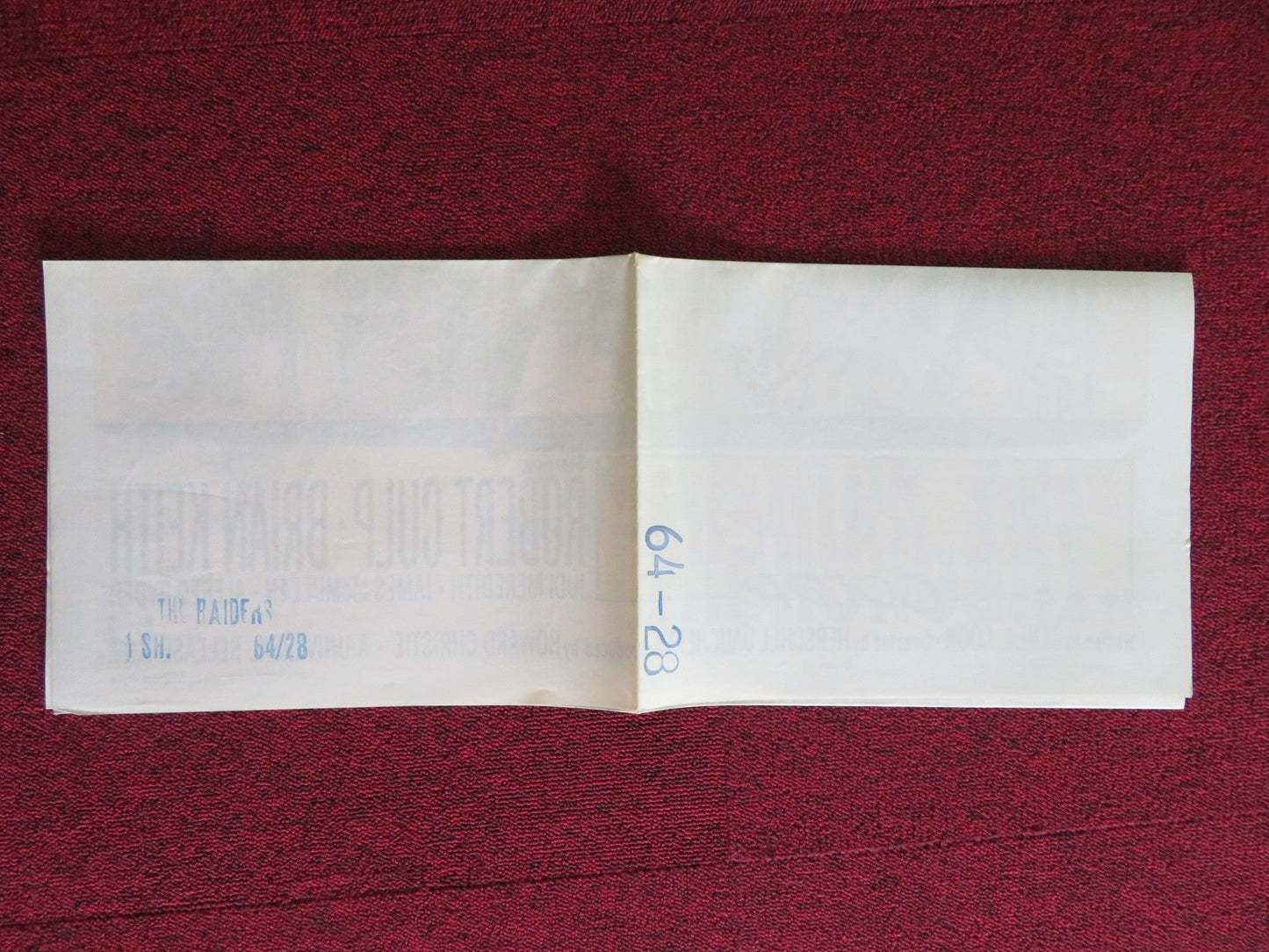 THE RAIDERS FOLDED US ONE SHEET POSTER ROBERT CULP BRIAN KEITH 1964 Rendezvous Cinema Movie posters