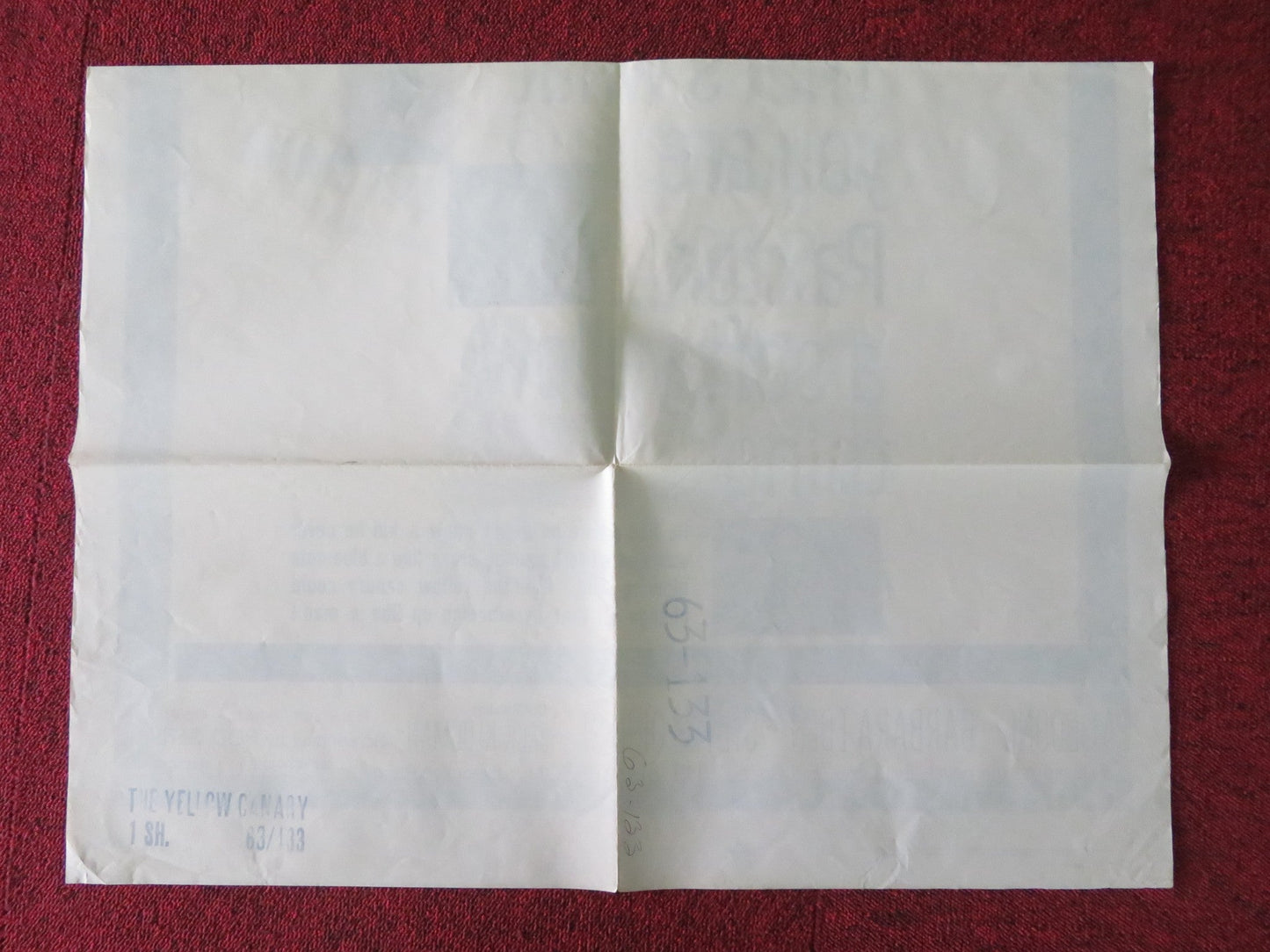 THE YELLOW CANARY FOLDED US ONE SHEET POSTER PAT BOONE BARBARA EDEN 1963 Rendezvous Cinema Movie posters