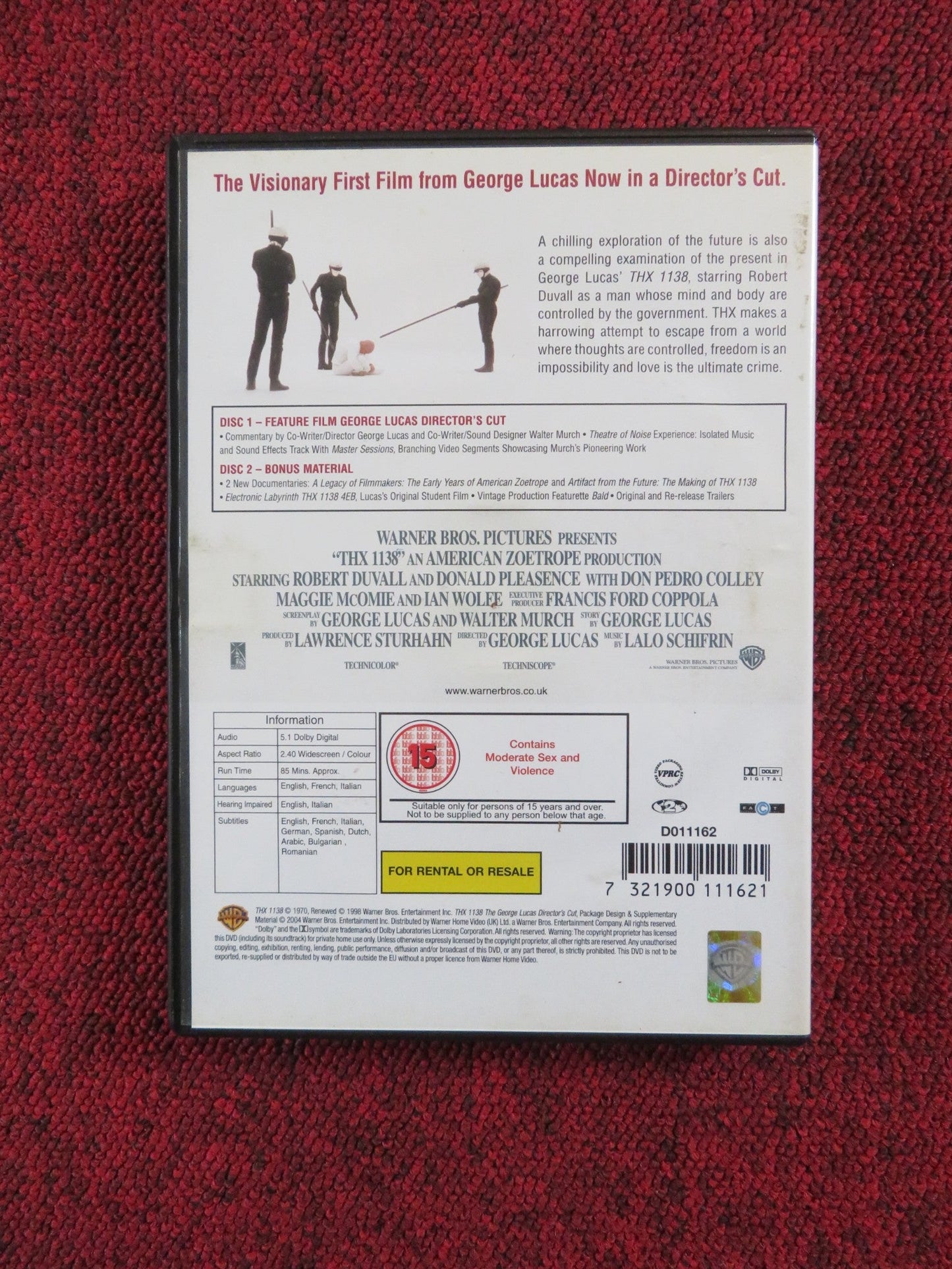 THX 1138 - THE GEORGE LUCAS DIRECTOR'S CUT (DVD) ROBERT DUVALL 1971 REGION 2 Rendezvous Cinema Movie posters